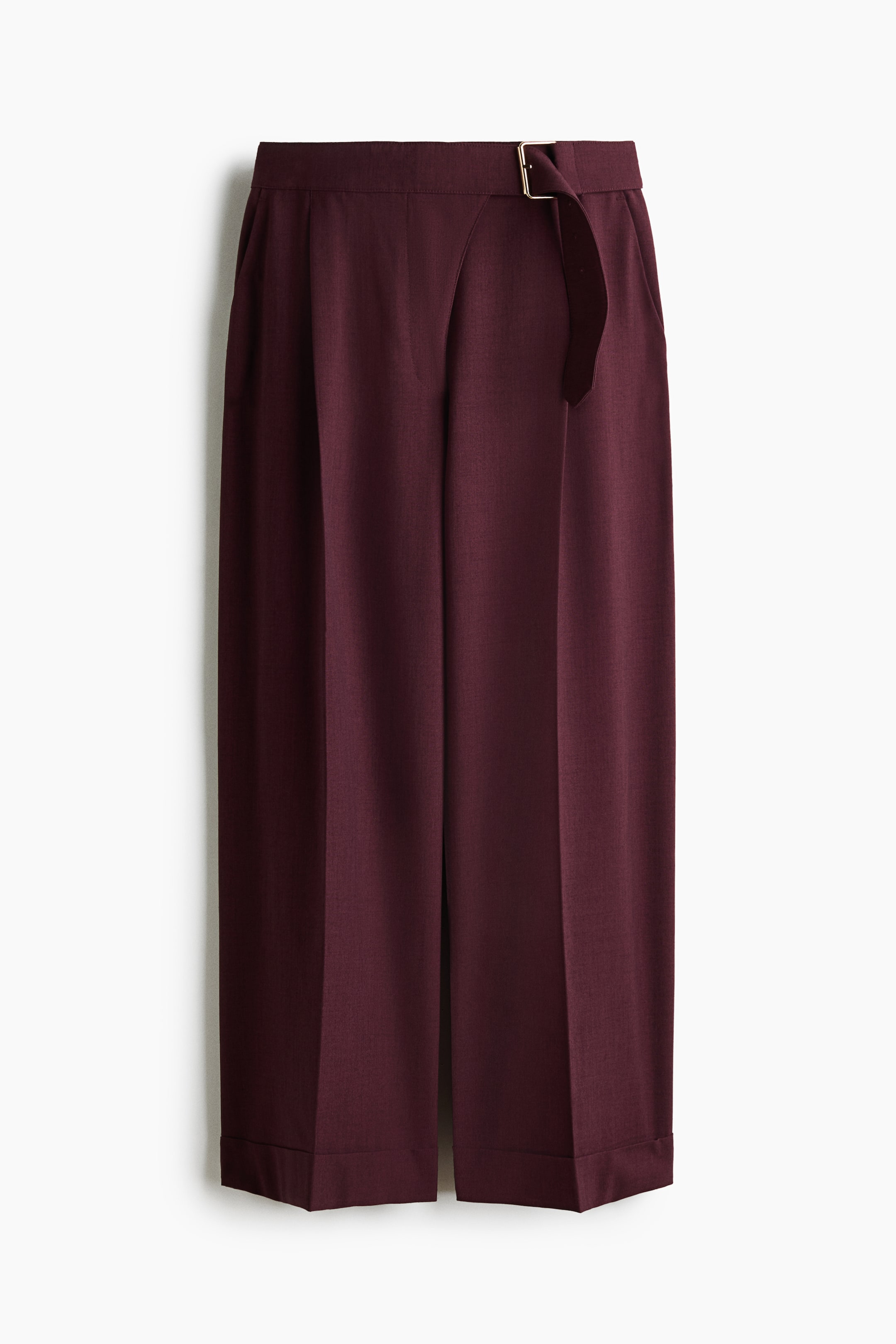 Переглянути збільшене зображення: Прямі штани з паском - Dark purple - Ladies | H&M UA 1