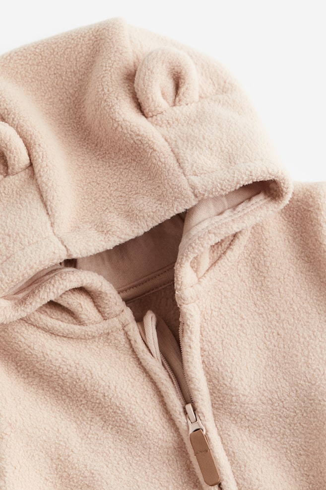 Hooded fleece all-in-one suit - Powder pink/Beige/Dark blue/Cream - 2