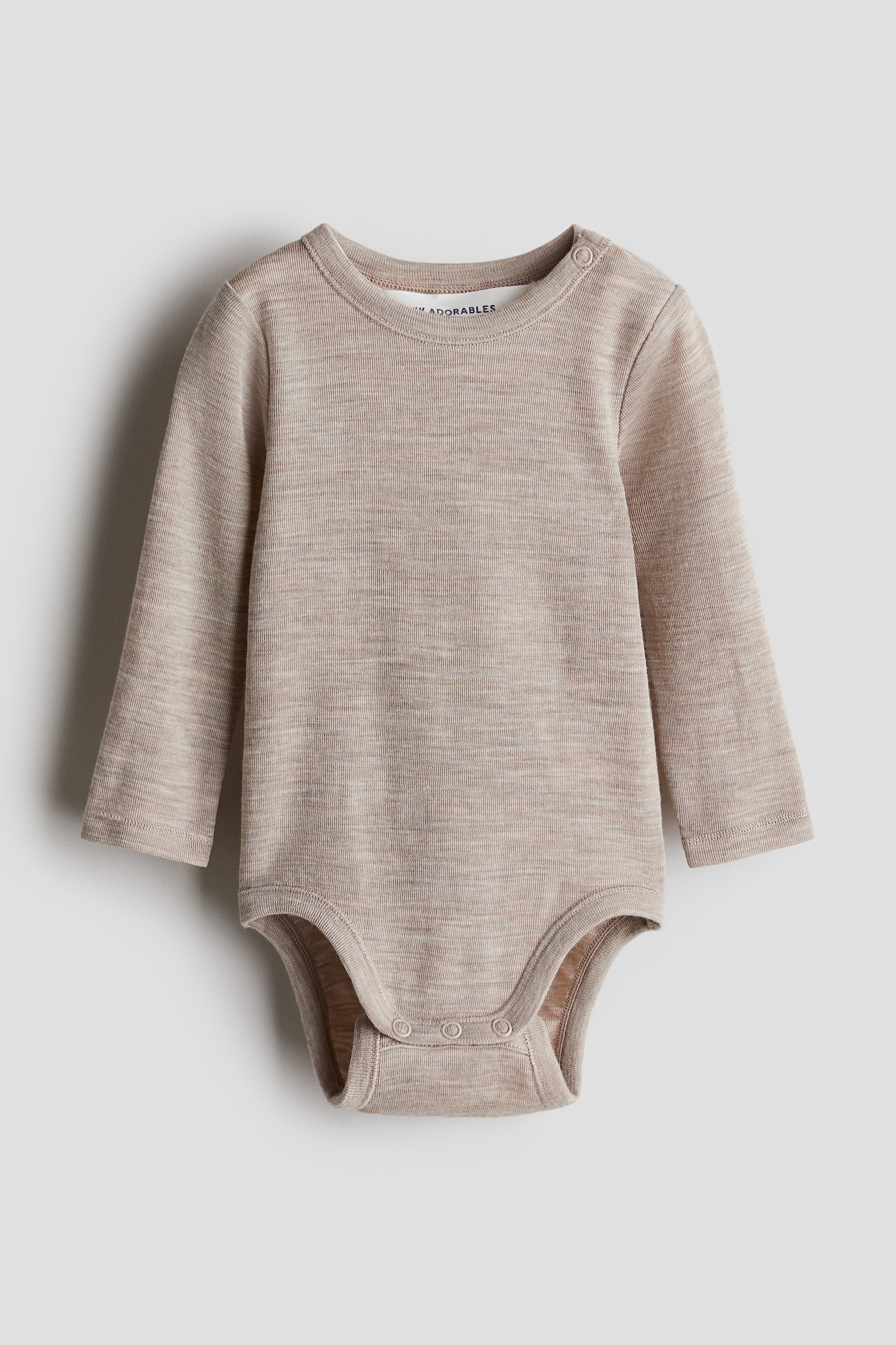 Wool jersey bodysuit - Light beige/Dark dusty pink/Dark grey - 2