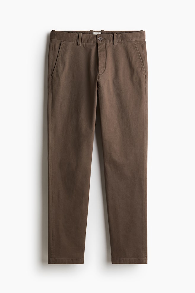 Katoenen chino - Slim Fit - Bruin/Marineblauw - 1