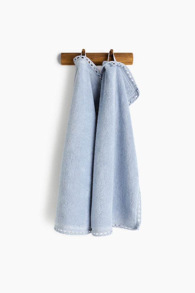 Lot de 2 essuie-mains avec détail brodé - Bleu ancien - 1