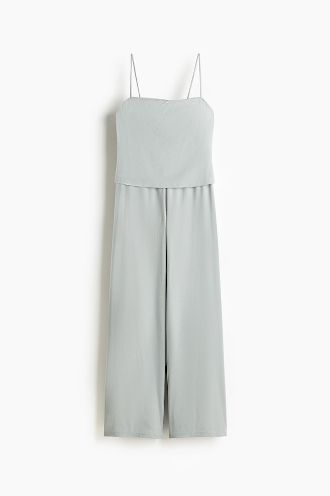Picot-trimmed ribbed pyjamas - Light turquoise/White/Spotted - 1