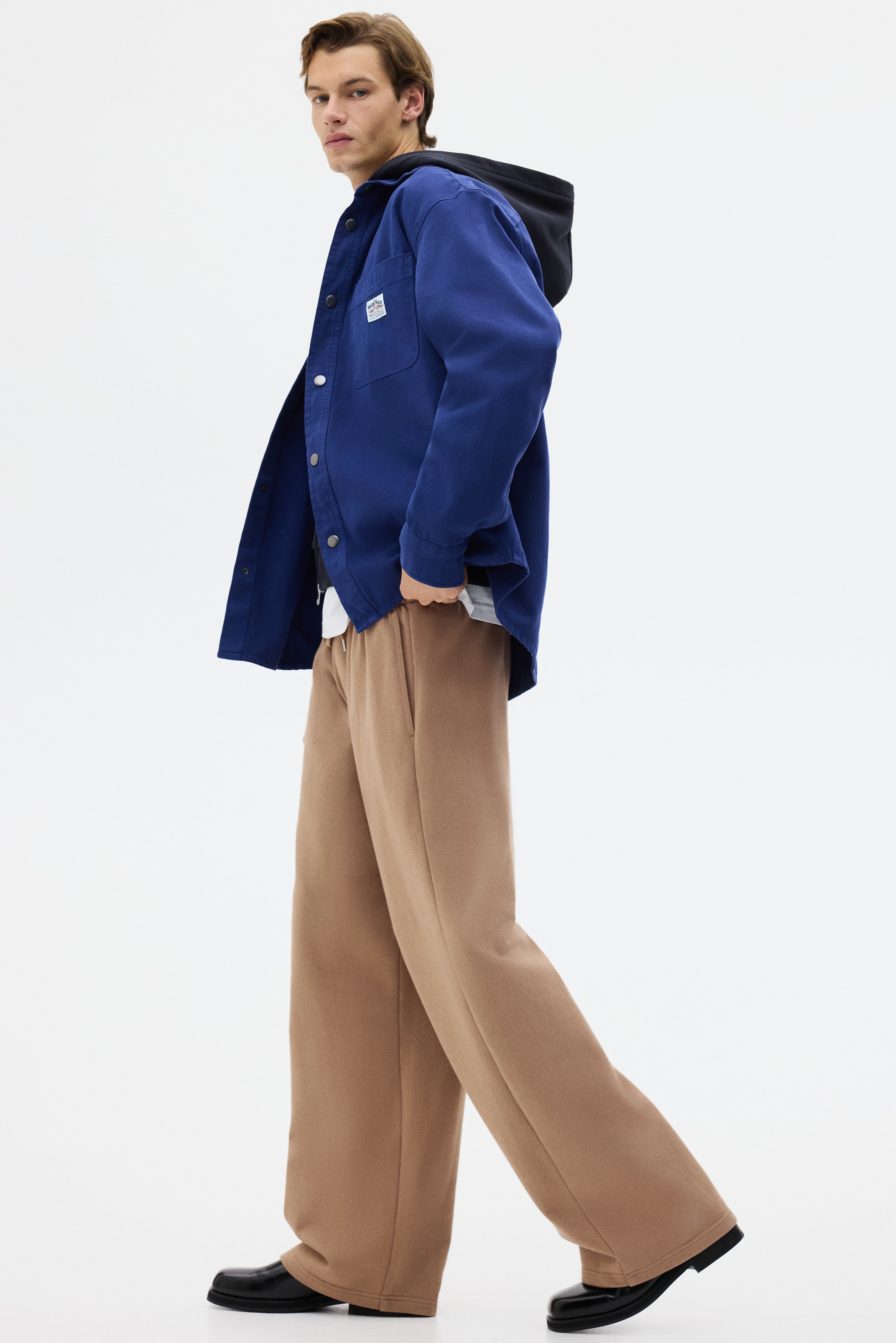Wide-leg cotton joggers