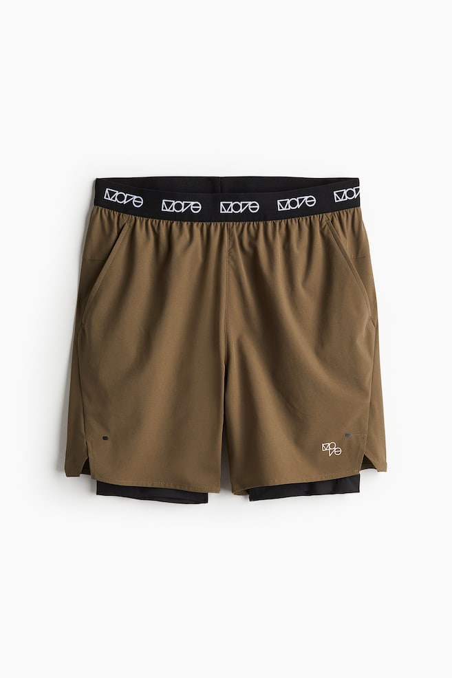 Shorts 2 in 1 in DryMove™ quadrielastico -  Verde kaki scuro/Nero/Marrone scuro/bianco - 2