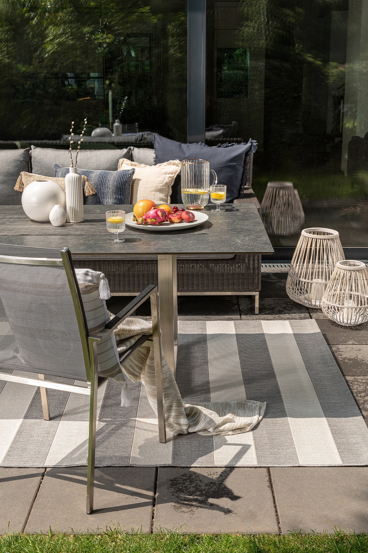 Tapete De Interior E Exterior Metro - Cinzento/Azul/Preto