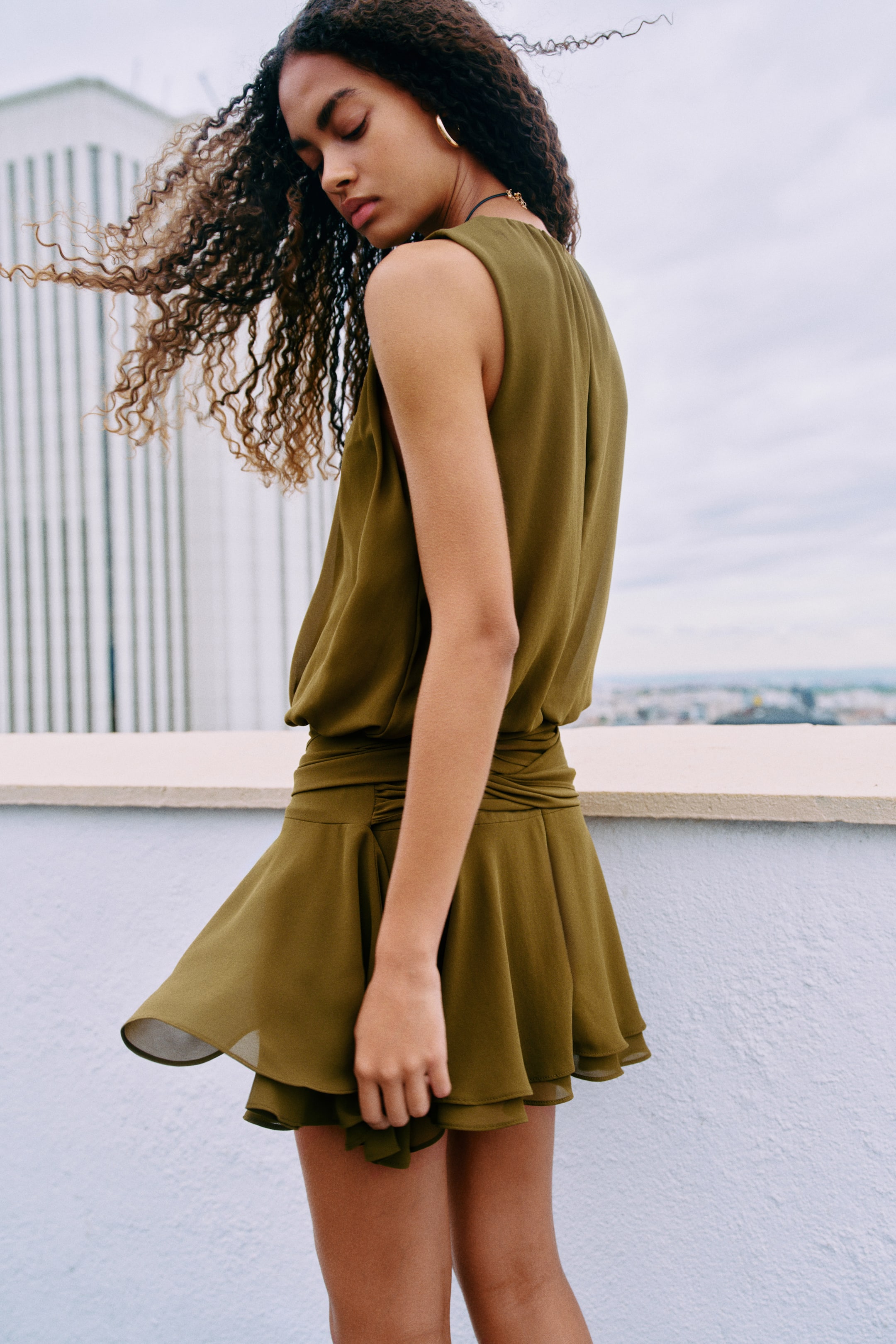 Tie-Detail Chiffon Dress