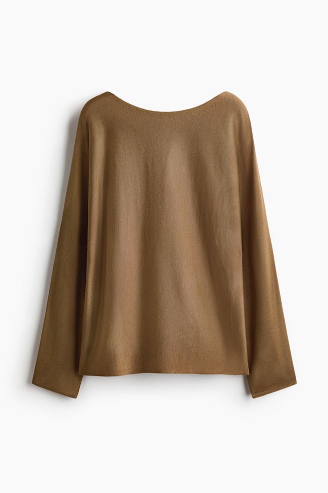 Pull à encolure bateau - Beige foncé/Beige clair/Beige foncé - 1