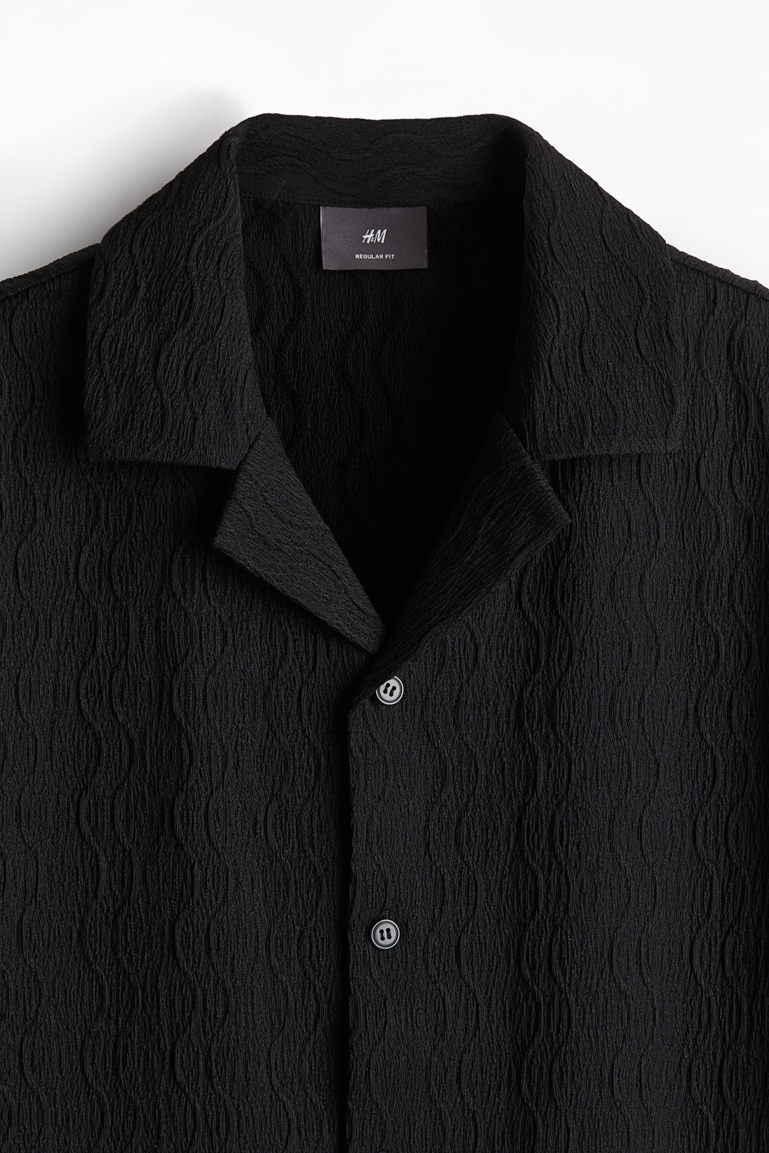 Regular Fit Textured resort shirt - Black - 3