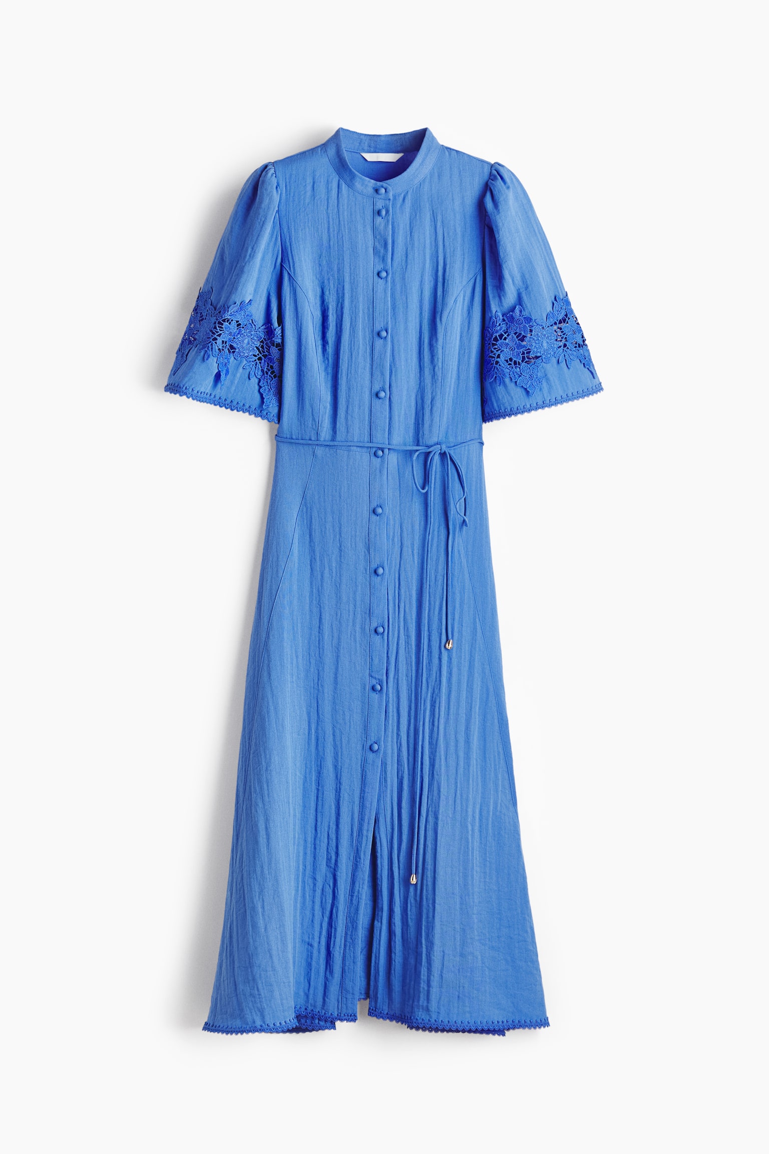 Robe froissée avec broderie anglaise - Bleu/Noir - 1