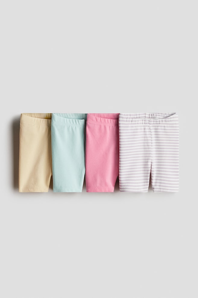 4-Pack Cotton Bike Shorts - Pink/striped/Light green/light pink/Light purple/hearts/Pink/light purple/Beige/leopard print - 1