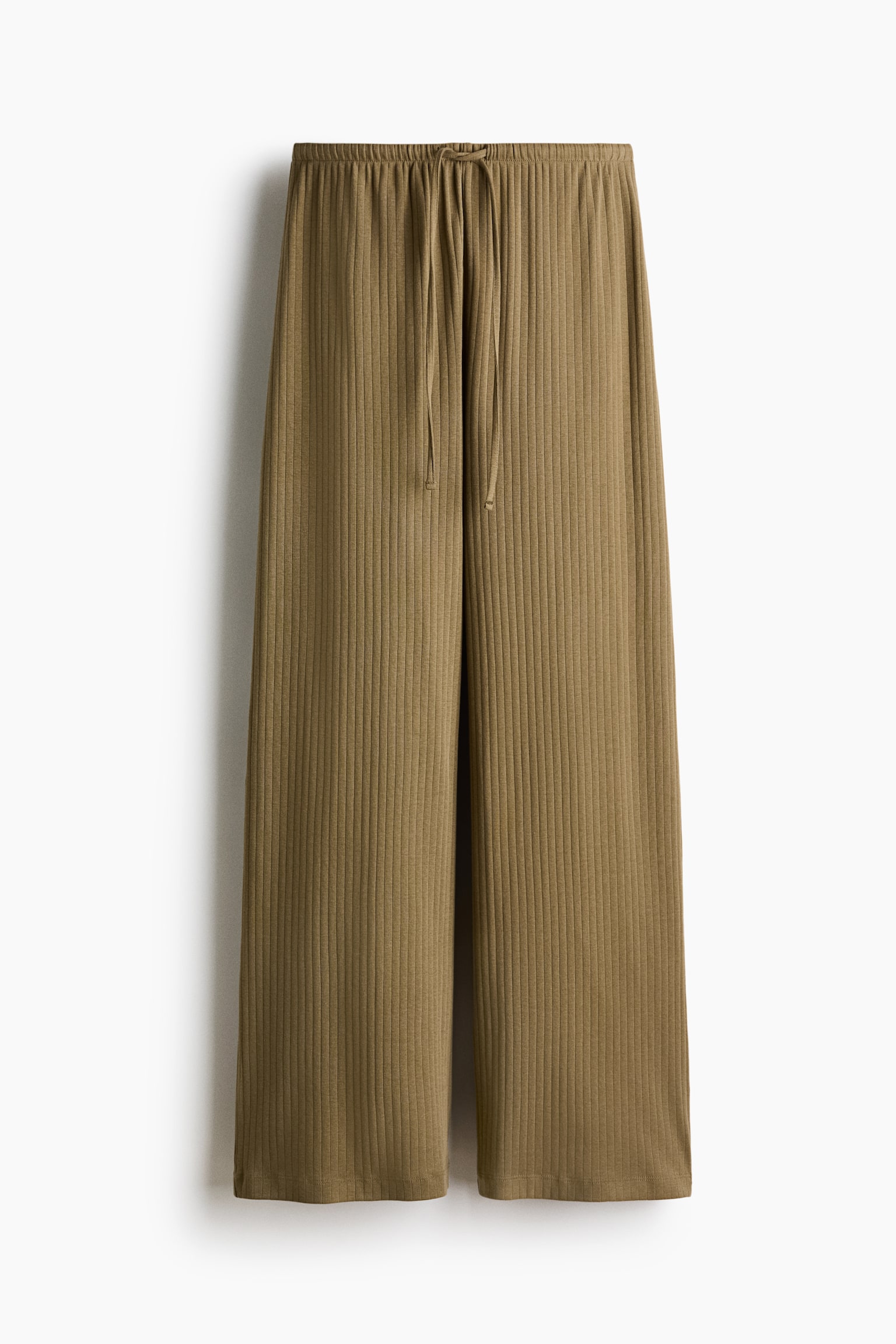 Ribbed drawstring trousers - Khaki green/Light pink/Black/White/Striped