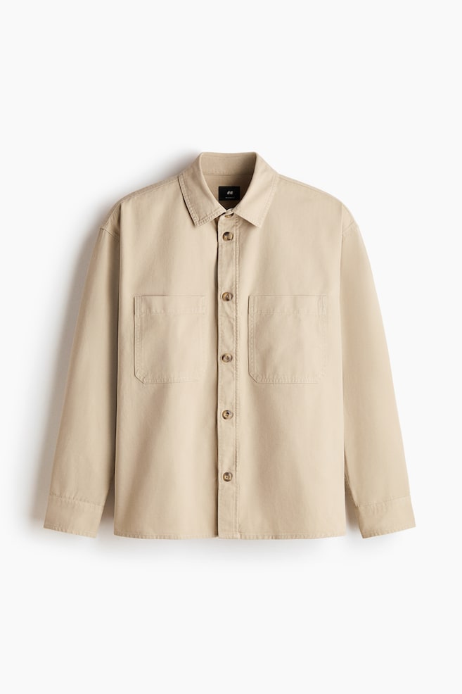 Relaxed Fit Twill Overshirt - Beige/Light blue/Dark khaki green/Pink - 1