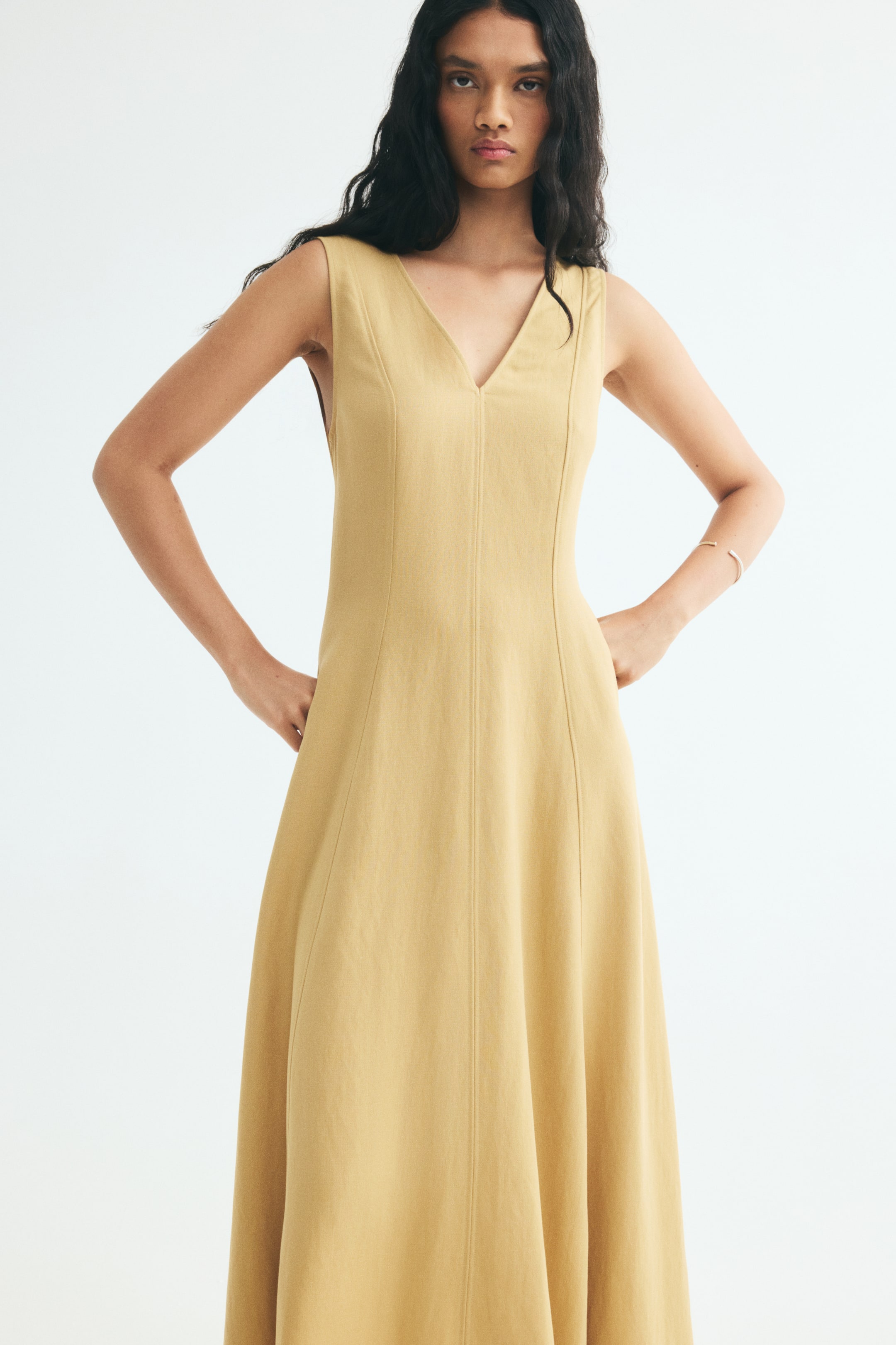 Viscose-Blend Dress with Flared Skirt