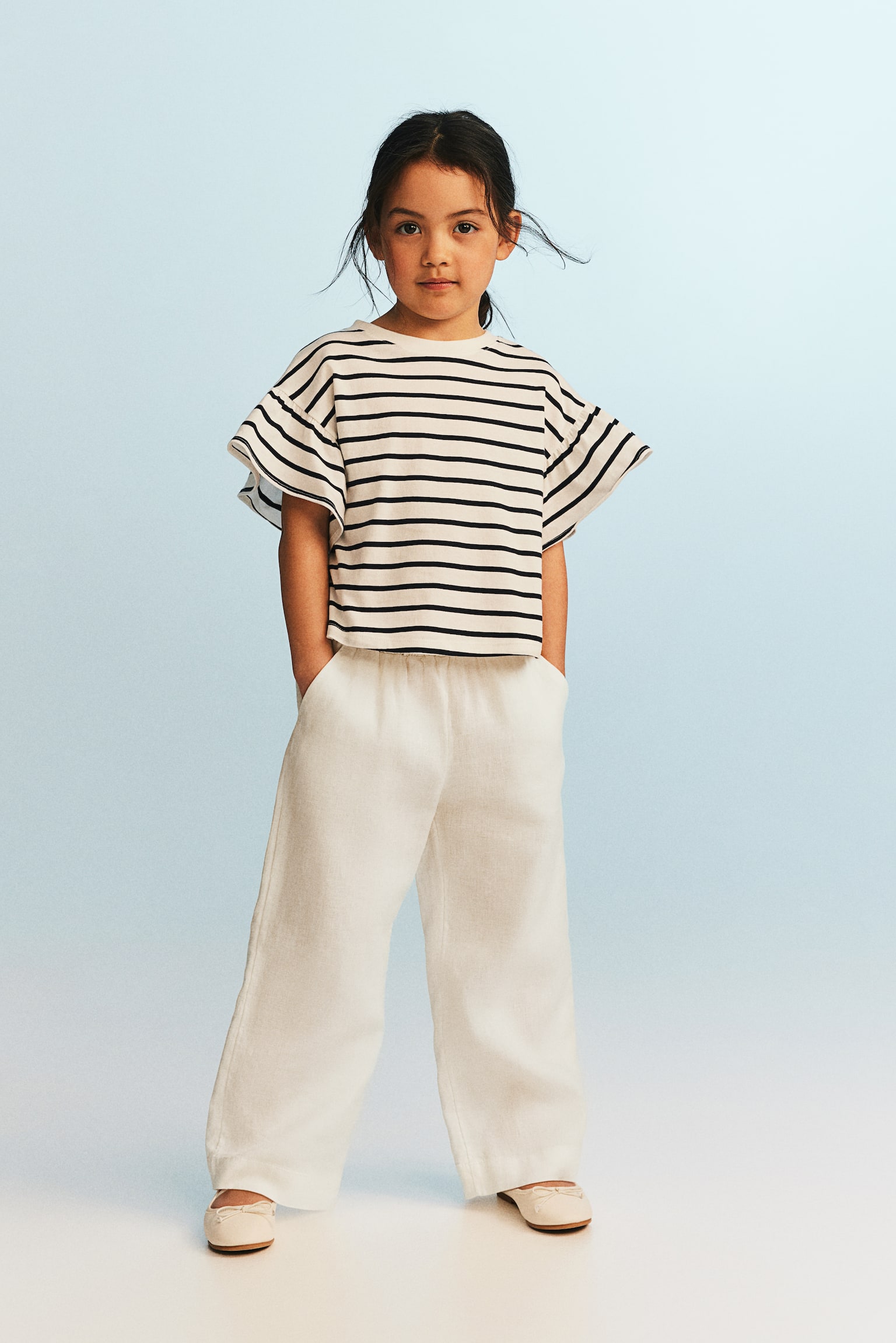 Linen Pants - White/Light beige - 2