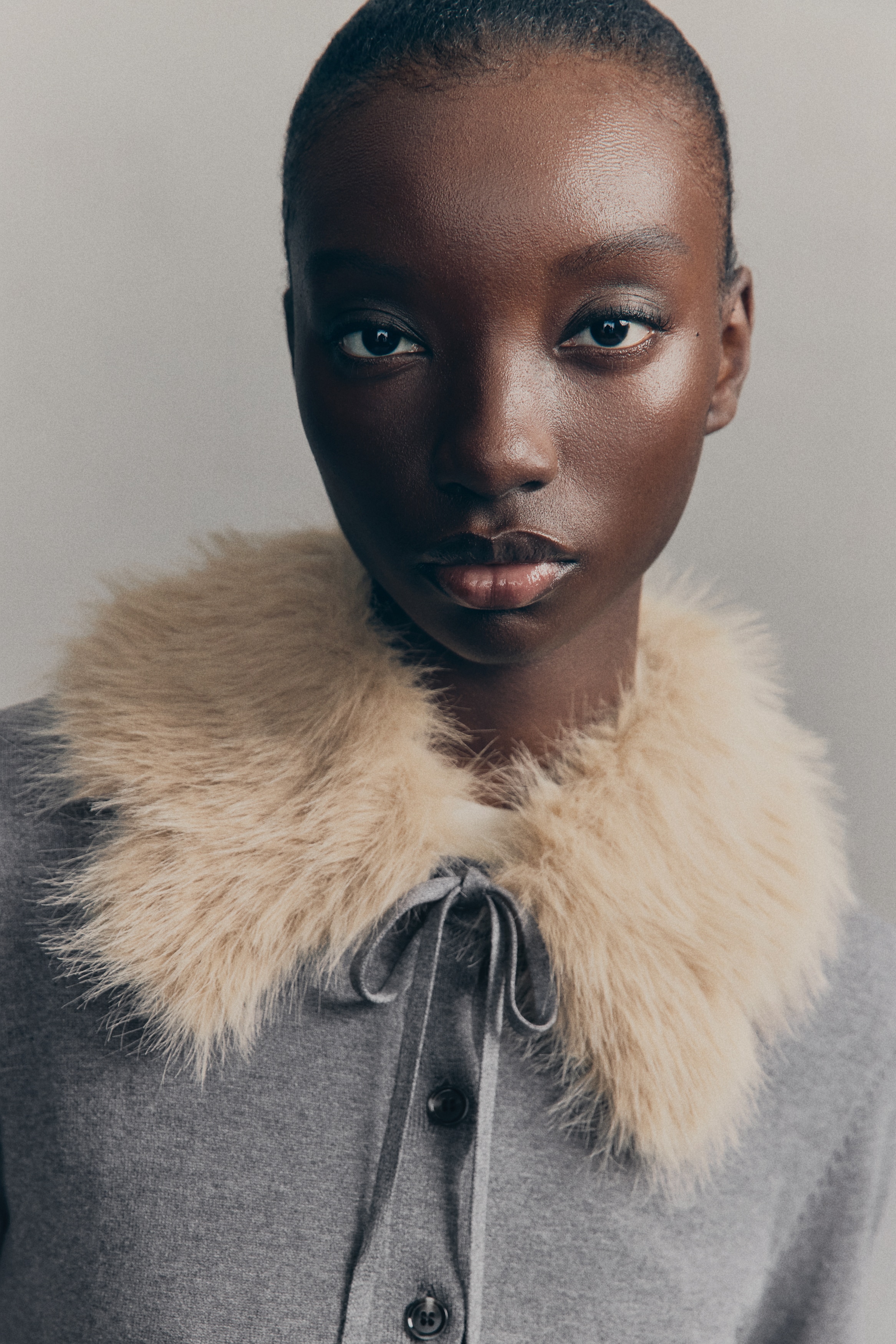 H & M - 襟付きカーディガン - グレー