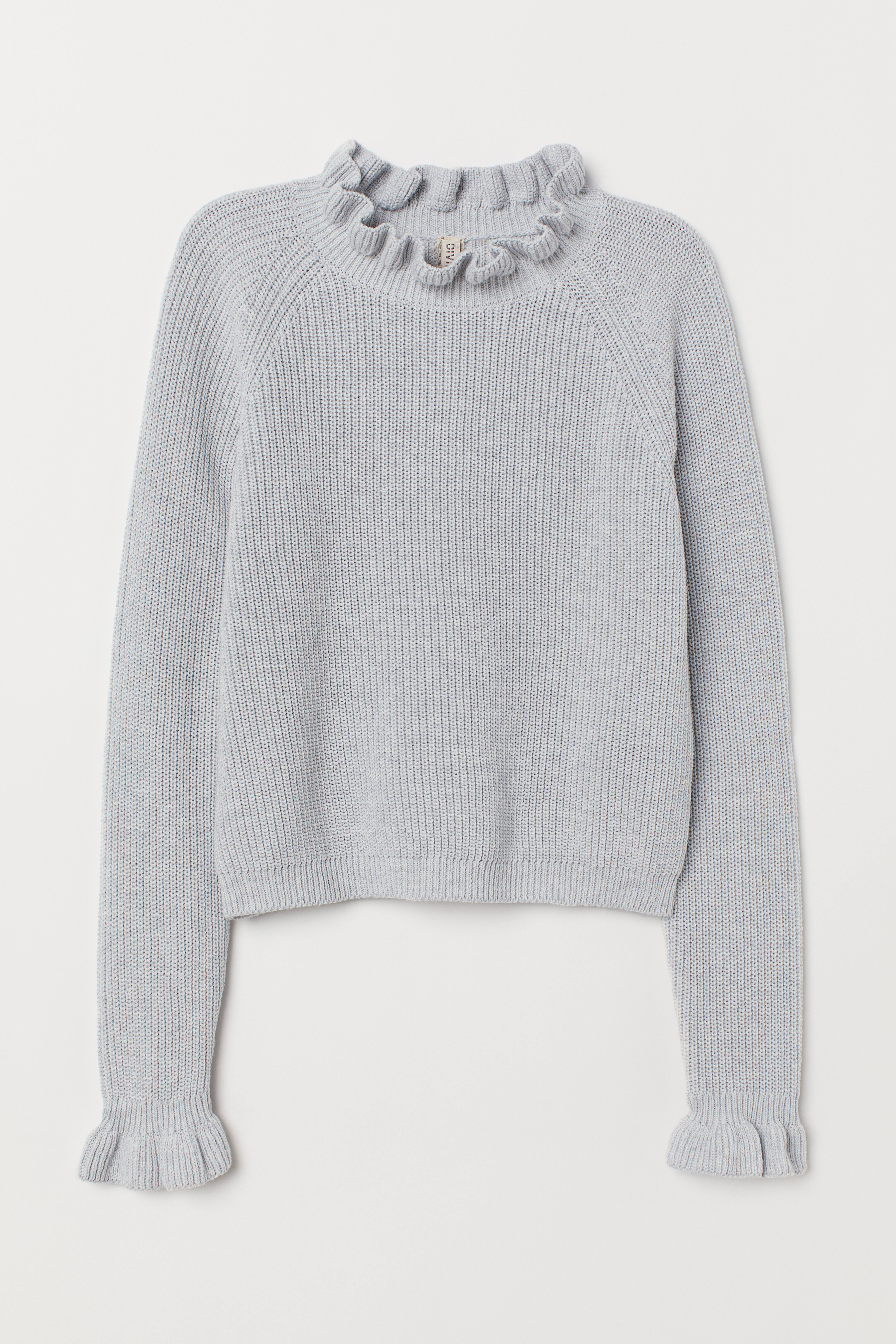 Gray ruffle sweater best sale