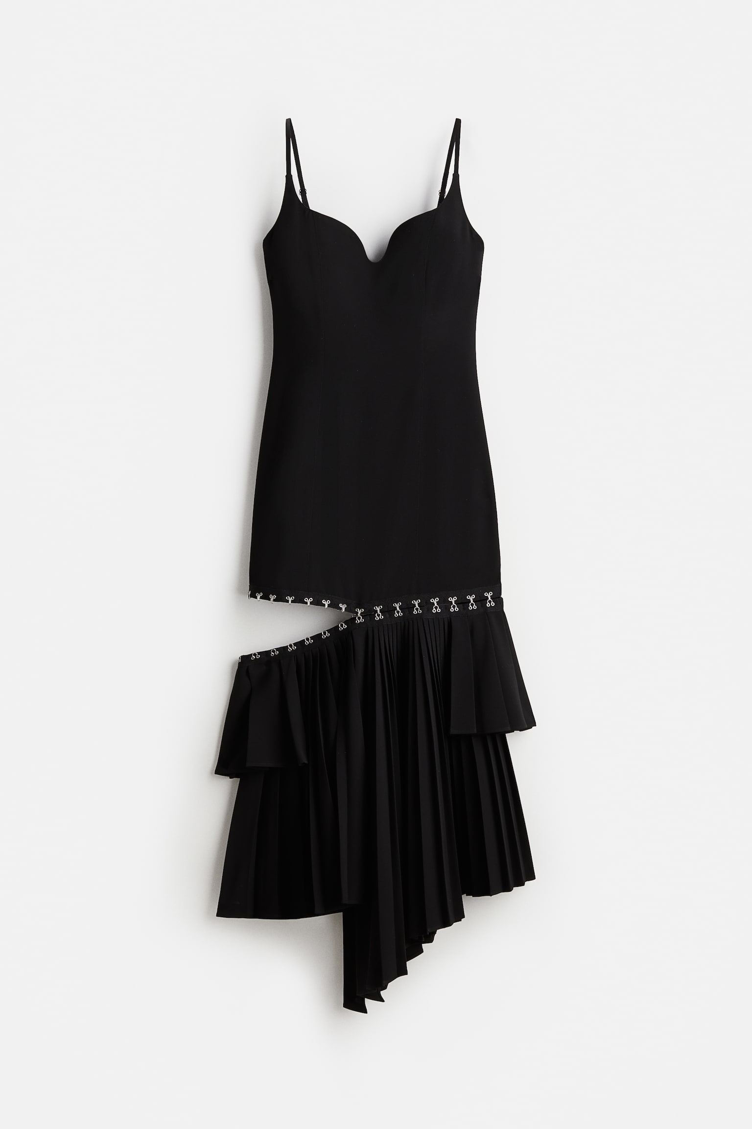 Asymmetric Dress with Layered Skirt - Black