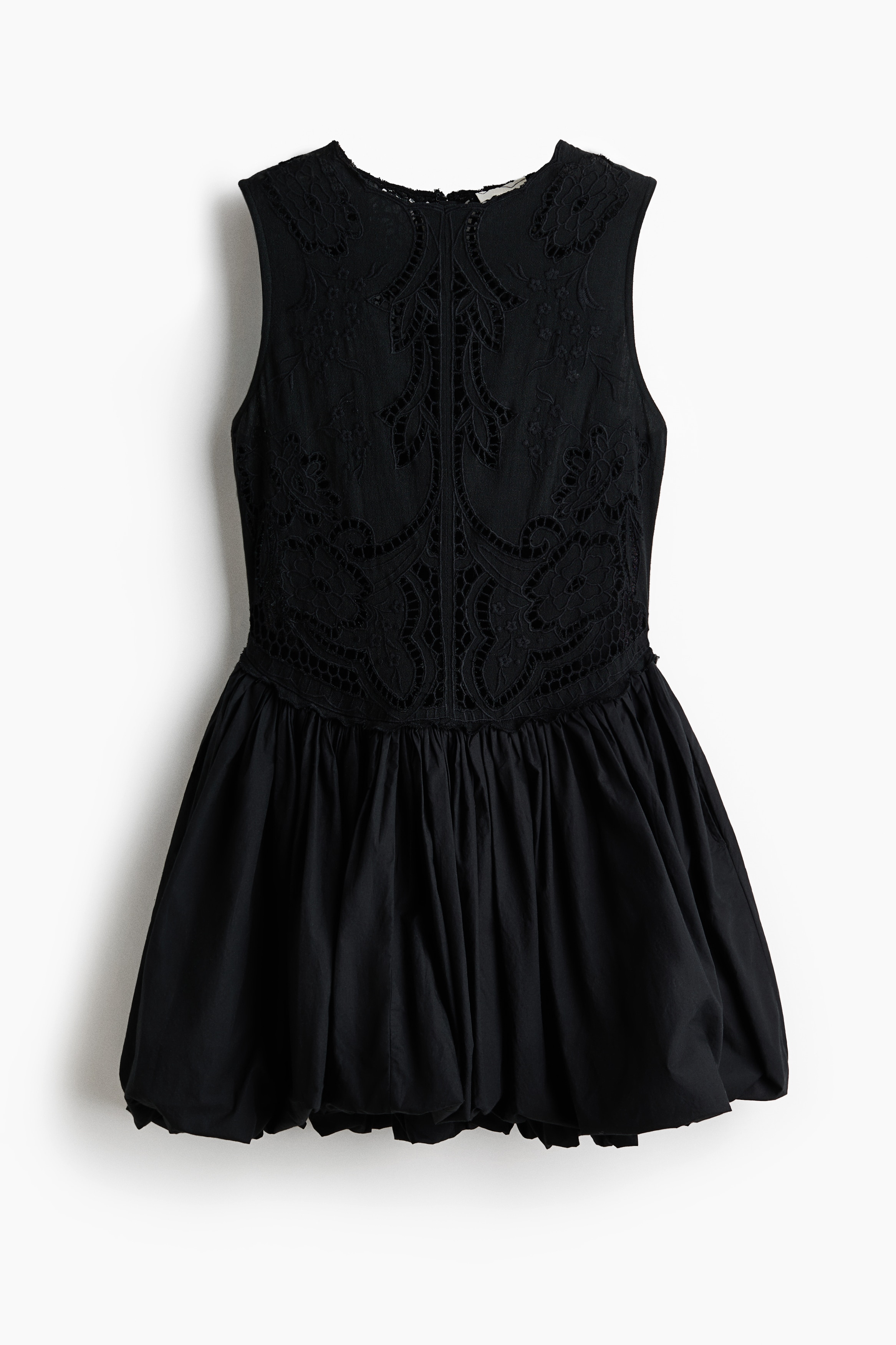 Bubble-hem linen-blend dress - Black