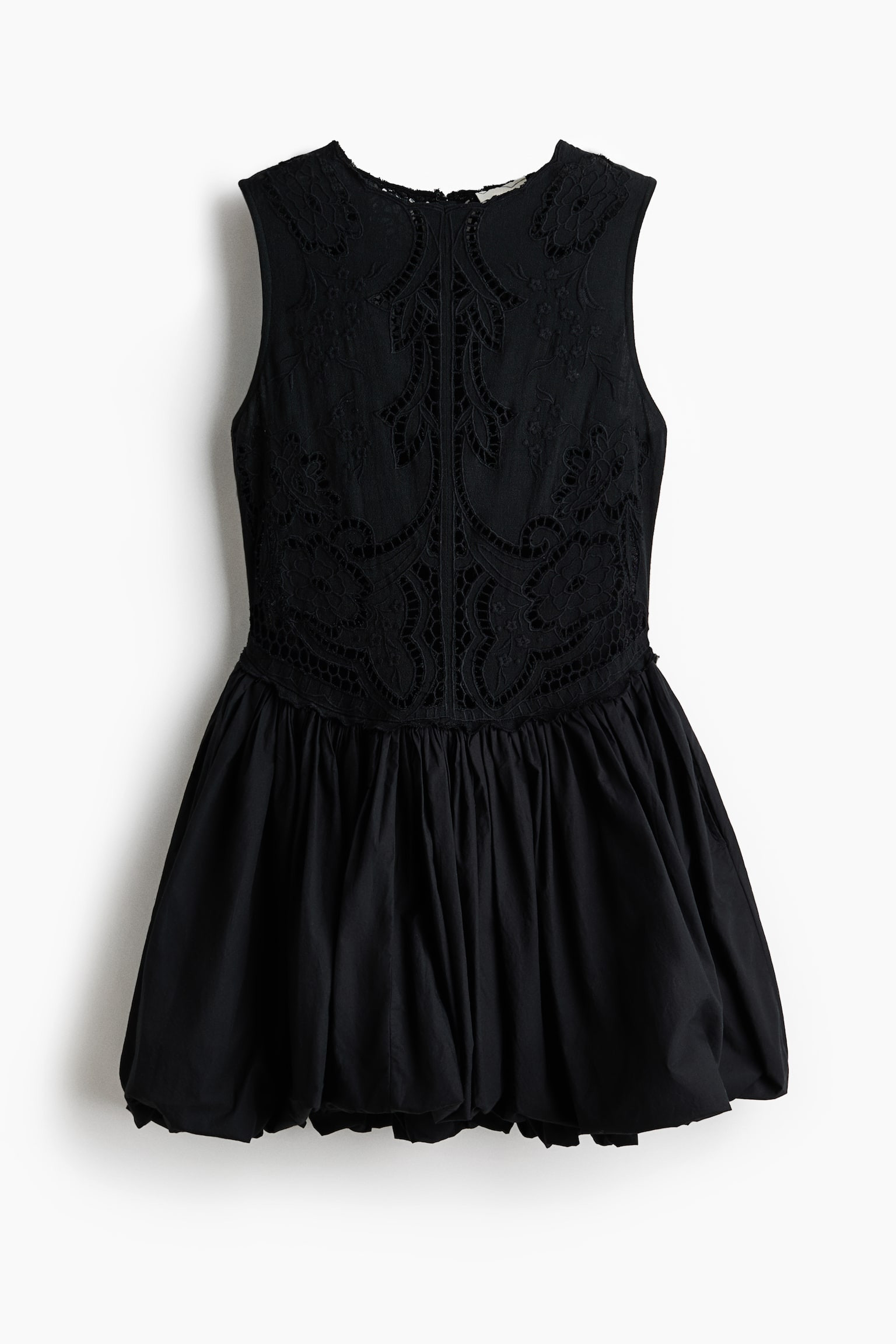 Bubble-hem linen-blend dress - Black - 2