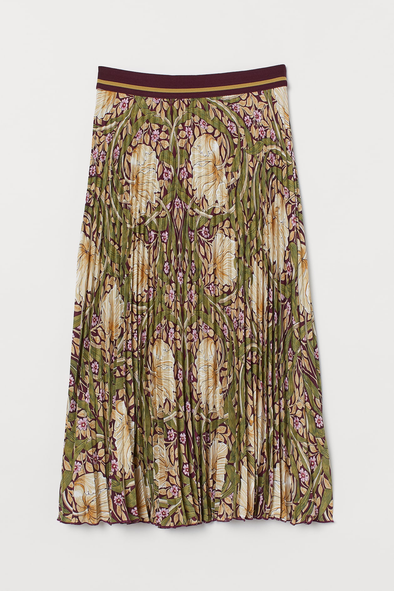 Pleated skirt Burgundy/Patterned Ladies H&M IE