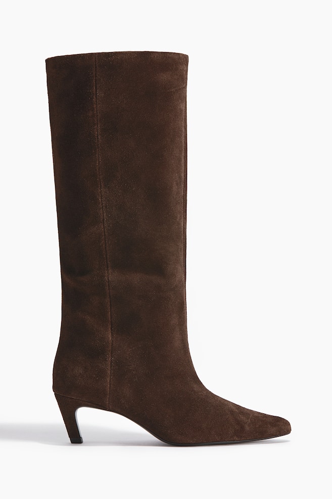 Knee-high boots - Dark brown/Burgundy/Black/Faux crocodile/Beige - 1