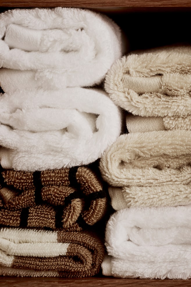 3-pack Soft Terry Washcloths - White/Light beige - 2