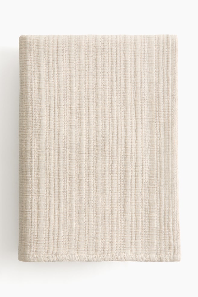 Cotton muslin bedspread - Light beige/Mole/Dusty blue/Dusty mole - 1