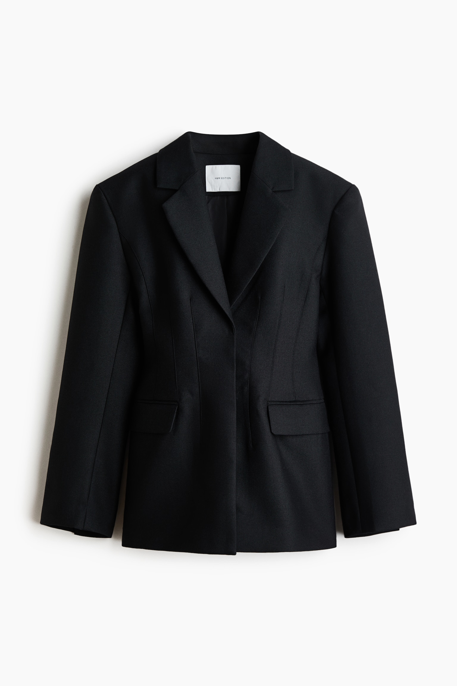 Blazer i ullmiks med timeglassfasong - Sort - 1