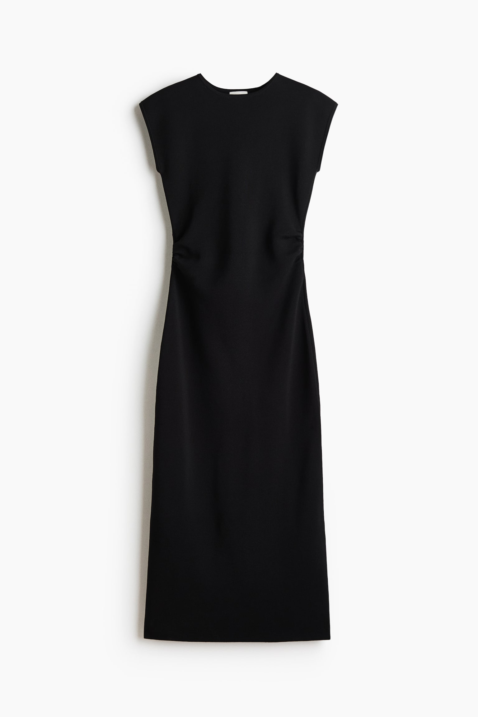 Draped midi dress - Black/Light beige