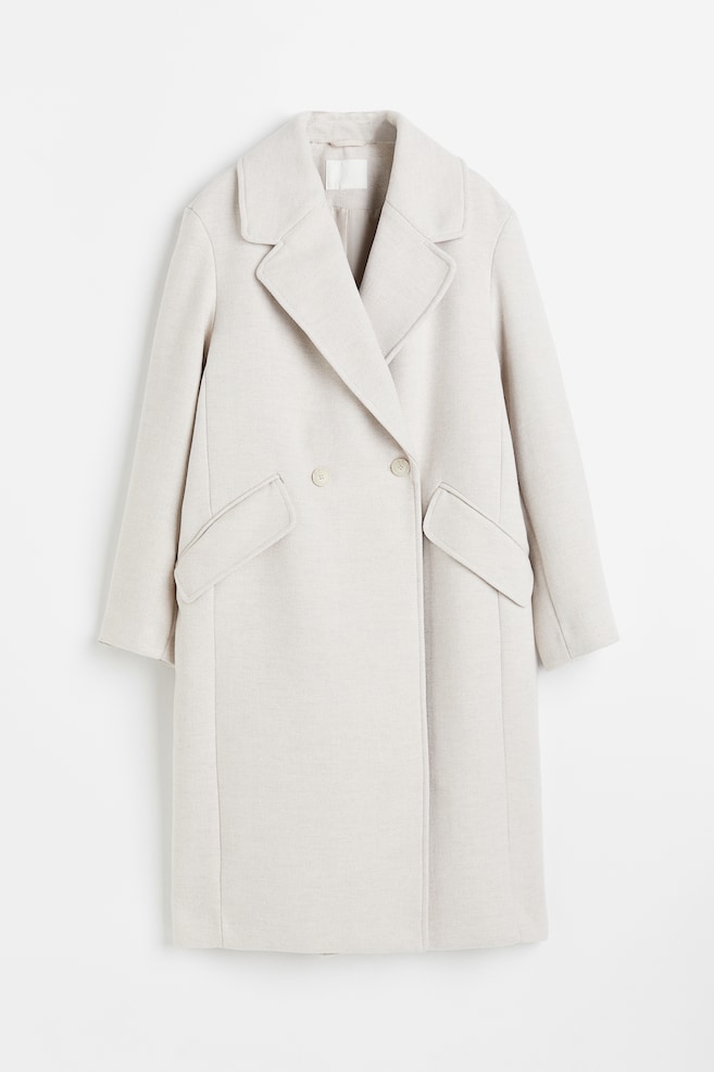Double-breasted coat - Light beige/Red - 2