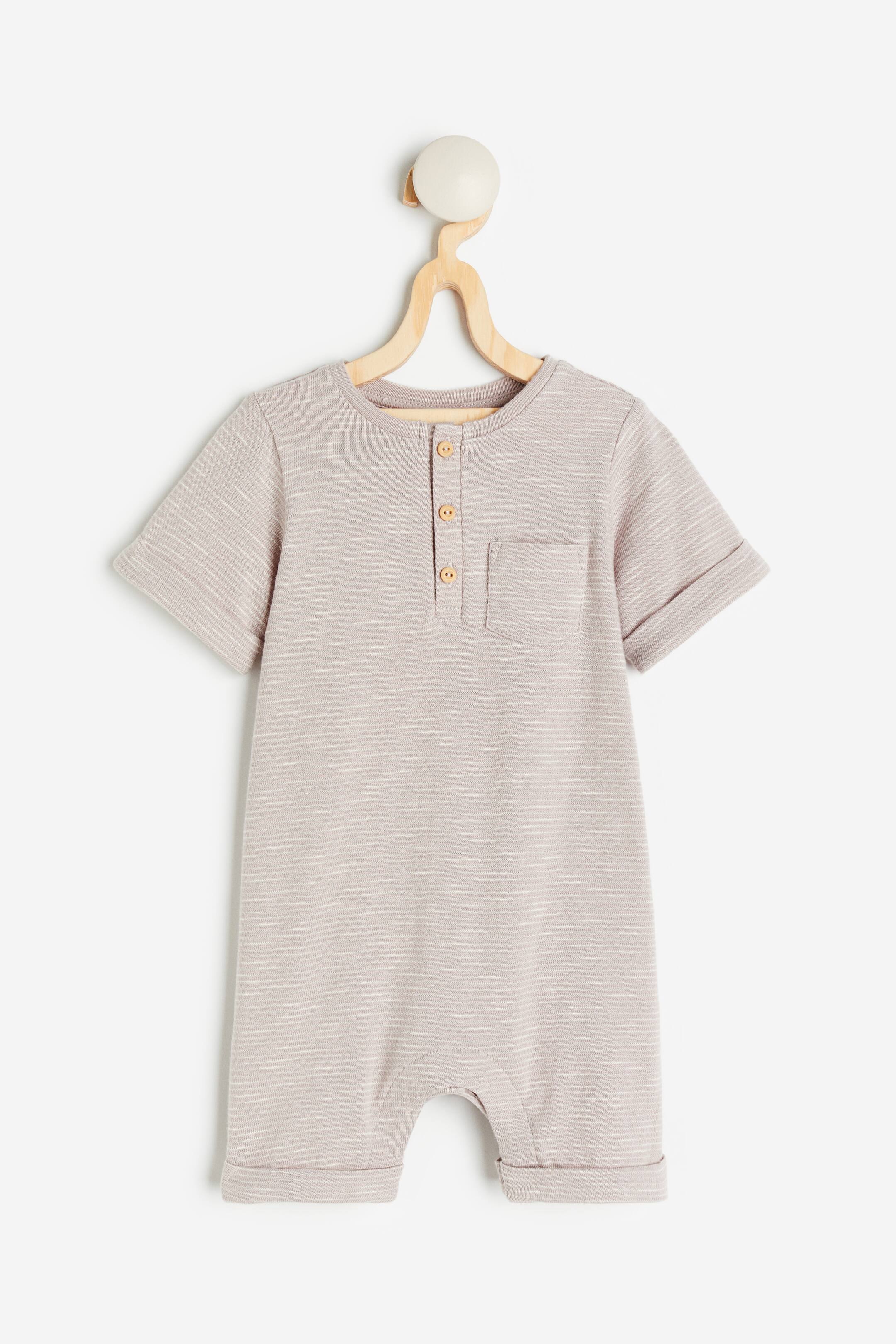 View larger image: Cotton romper suit - Pale mauve/Striped - Kids | H&M 1