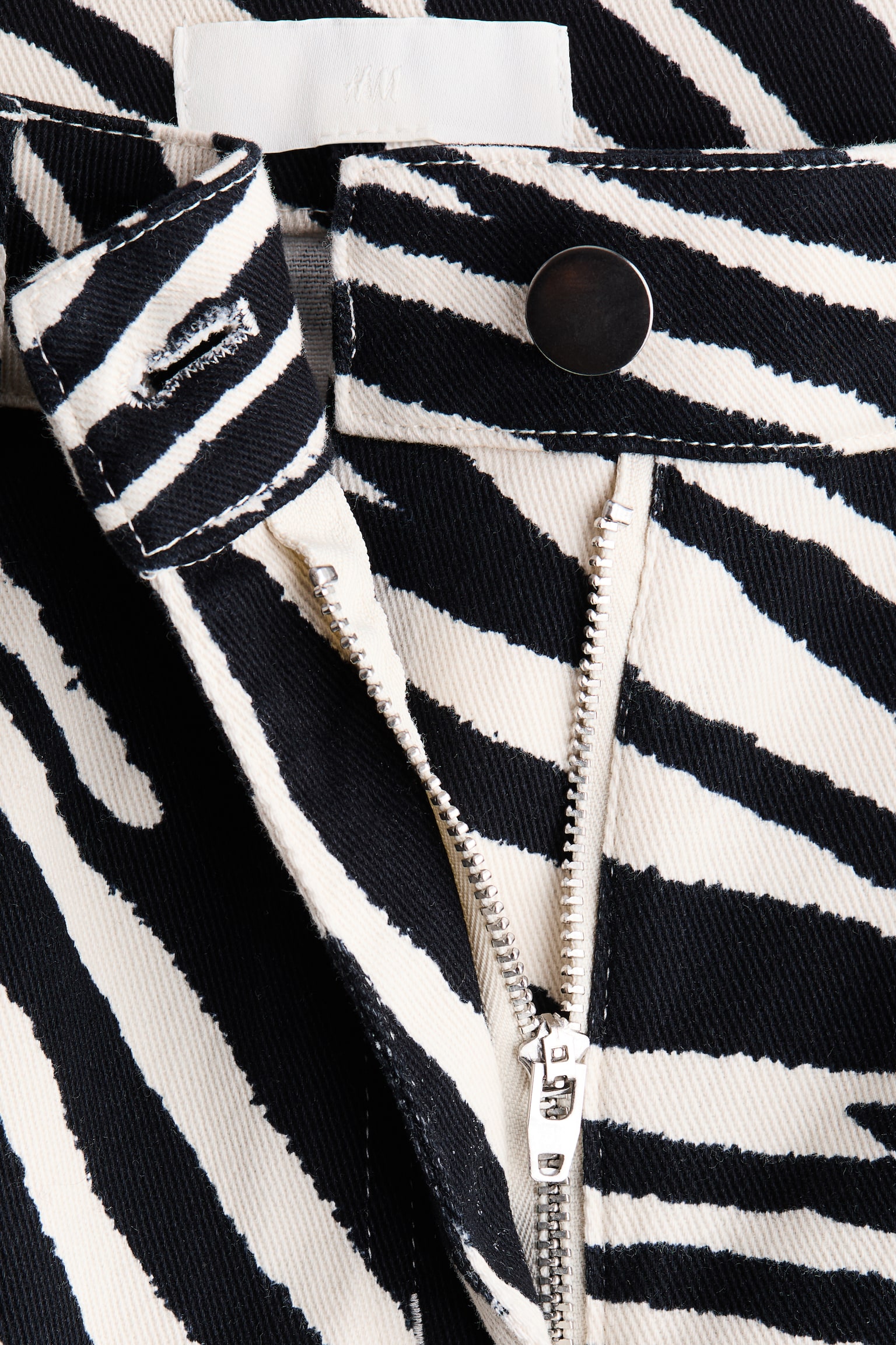 Barrel-leg twill trousers - Black/Zebra print - 5