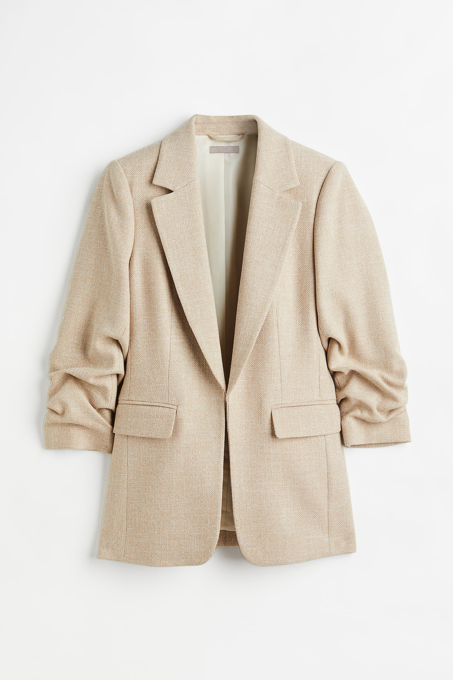 Gathered Sleeve Blazer - Light beige/Navy blue/Light beige/Cream/Navy blue/Beige - 1