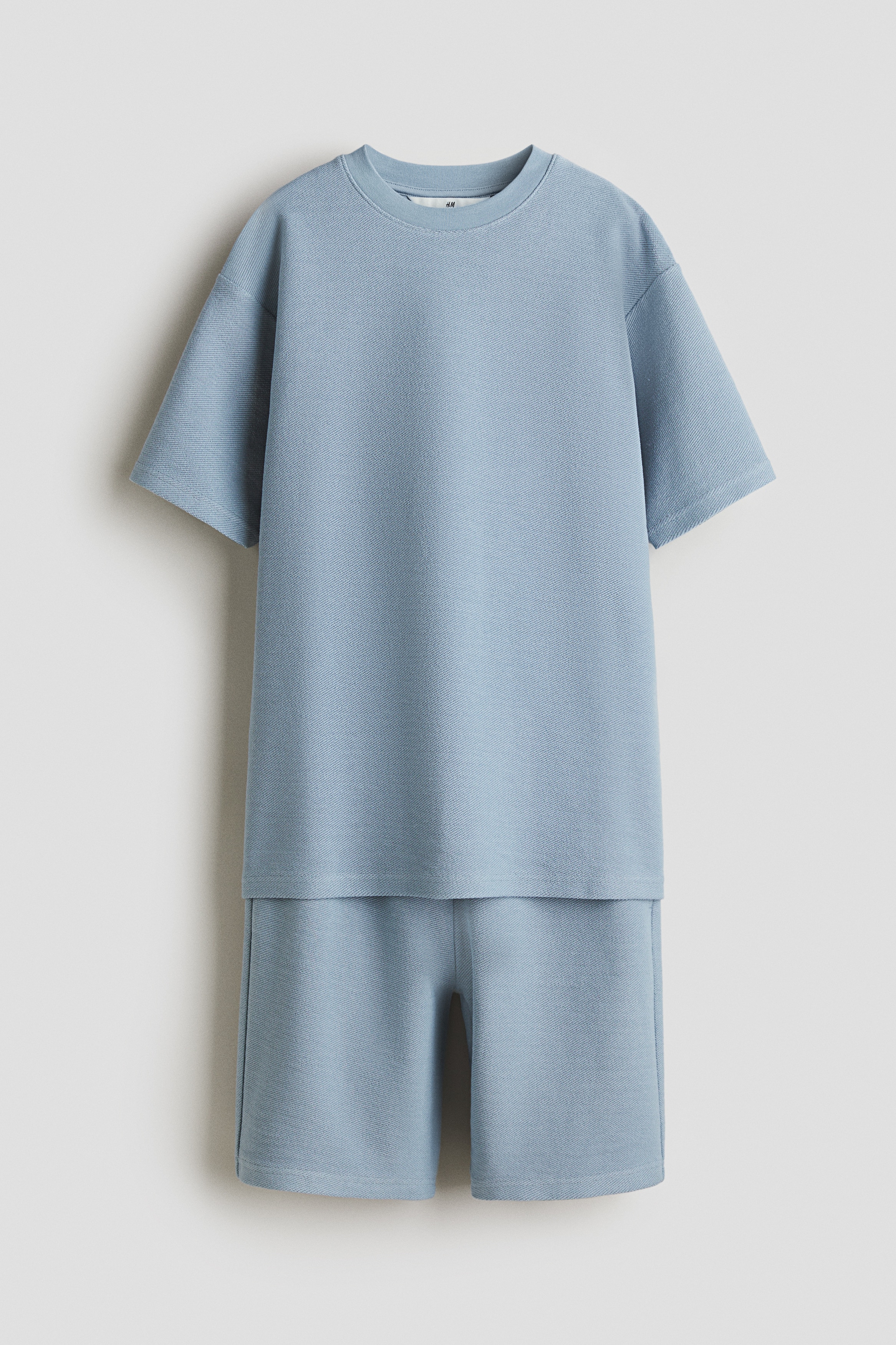 Комплект от две части от релефна материя - Сиво-син