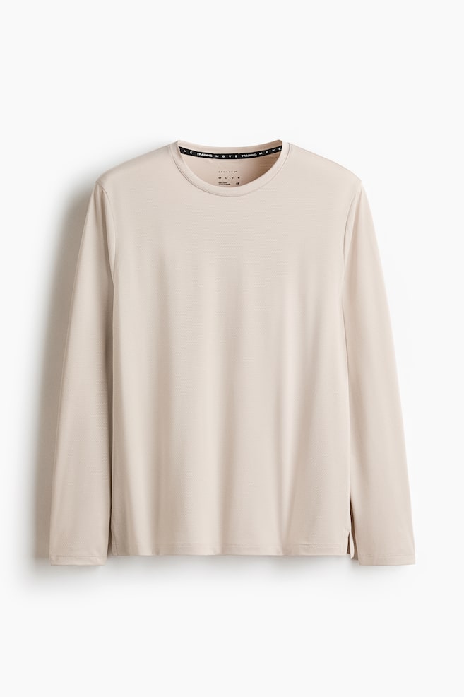 Long-sleeved sports top with DryMove™ - Light taupe/Black/Dark blue/Medium brown/Light grey - 1