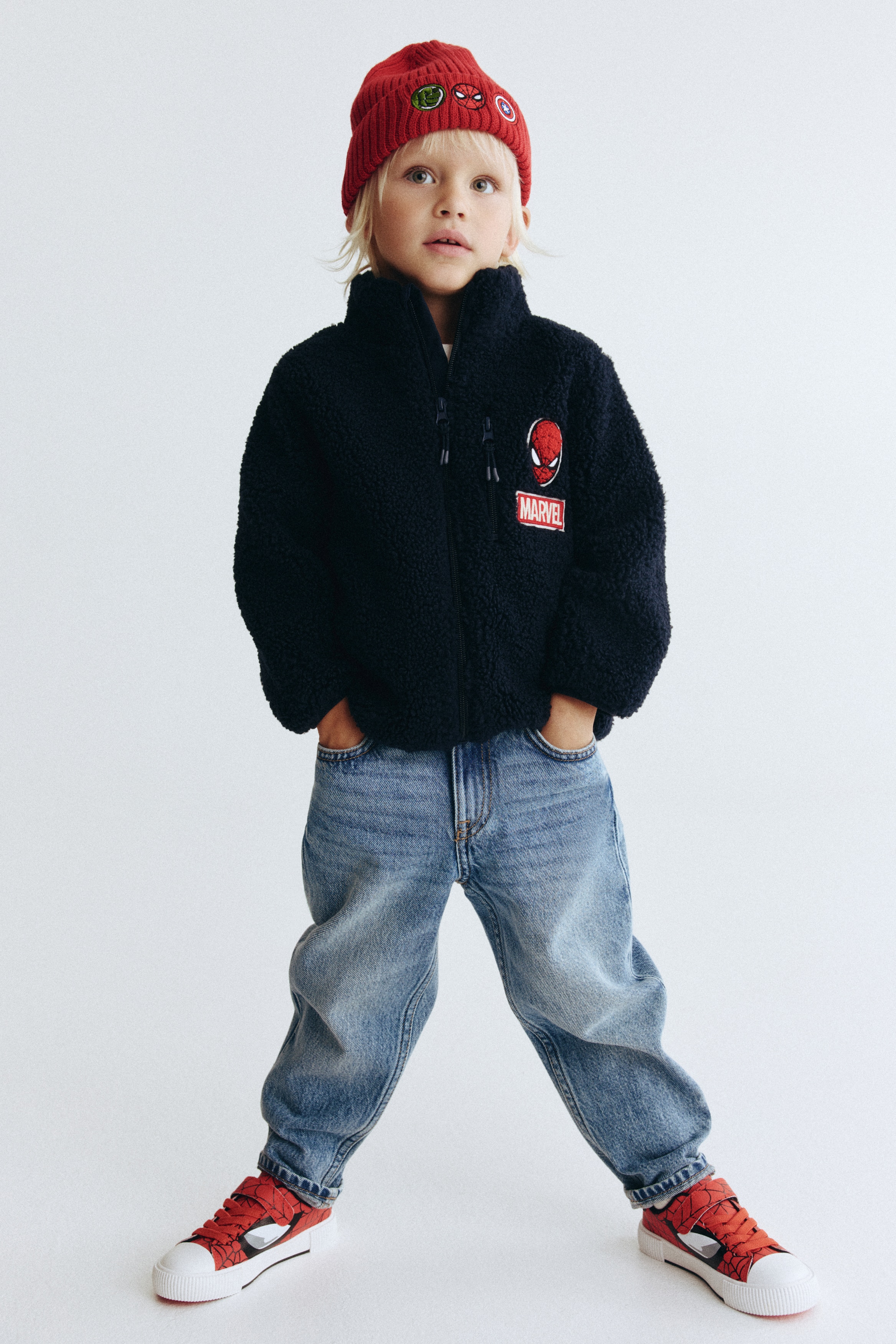 H & M - アップリケテディジャケット - ブルー