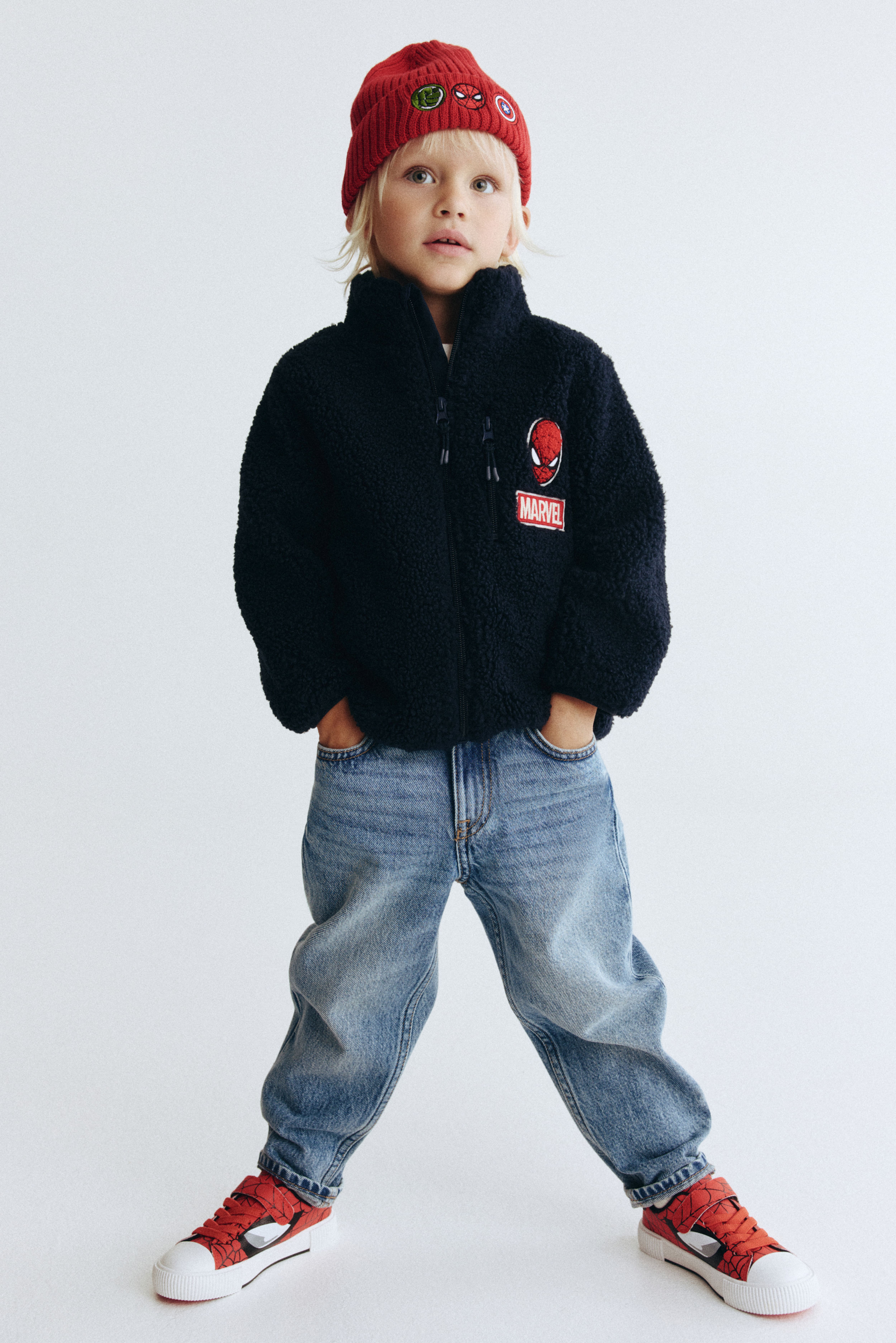 Appliquéd Teddy Fleece Jacket