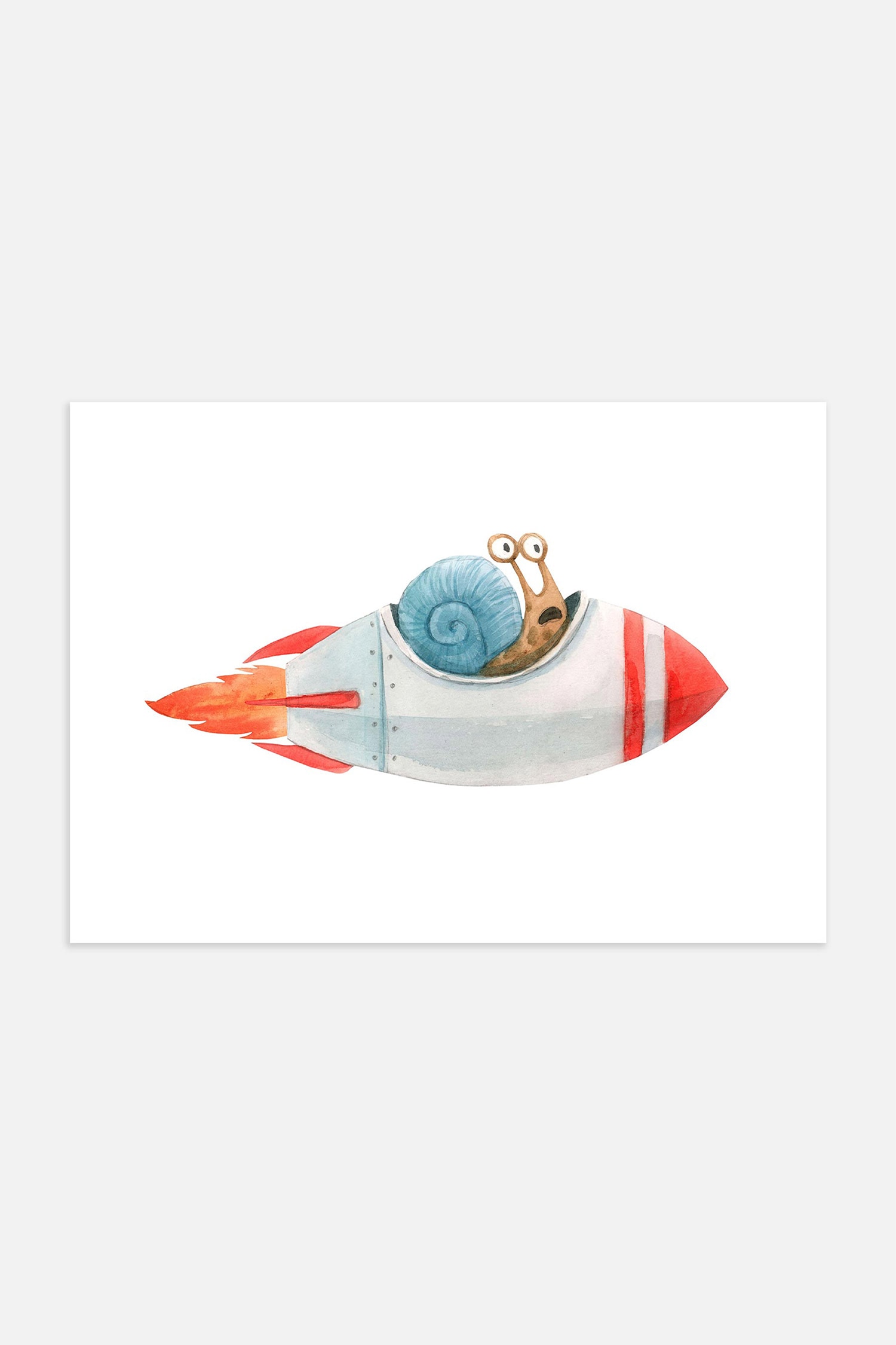 Postery - Speedy Snail Poster - Bleu/rouge/blanc - size: 30x40