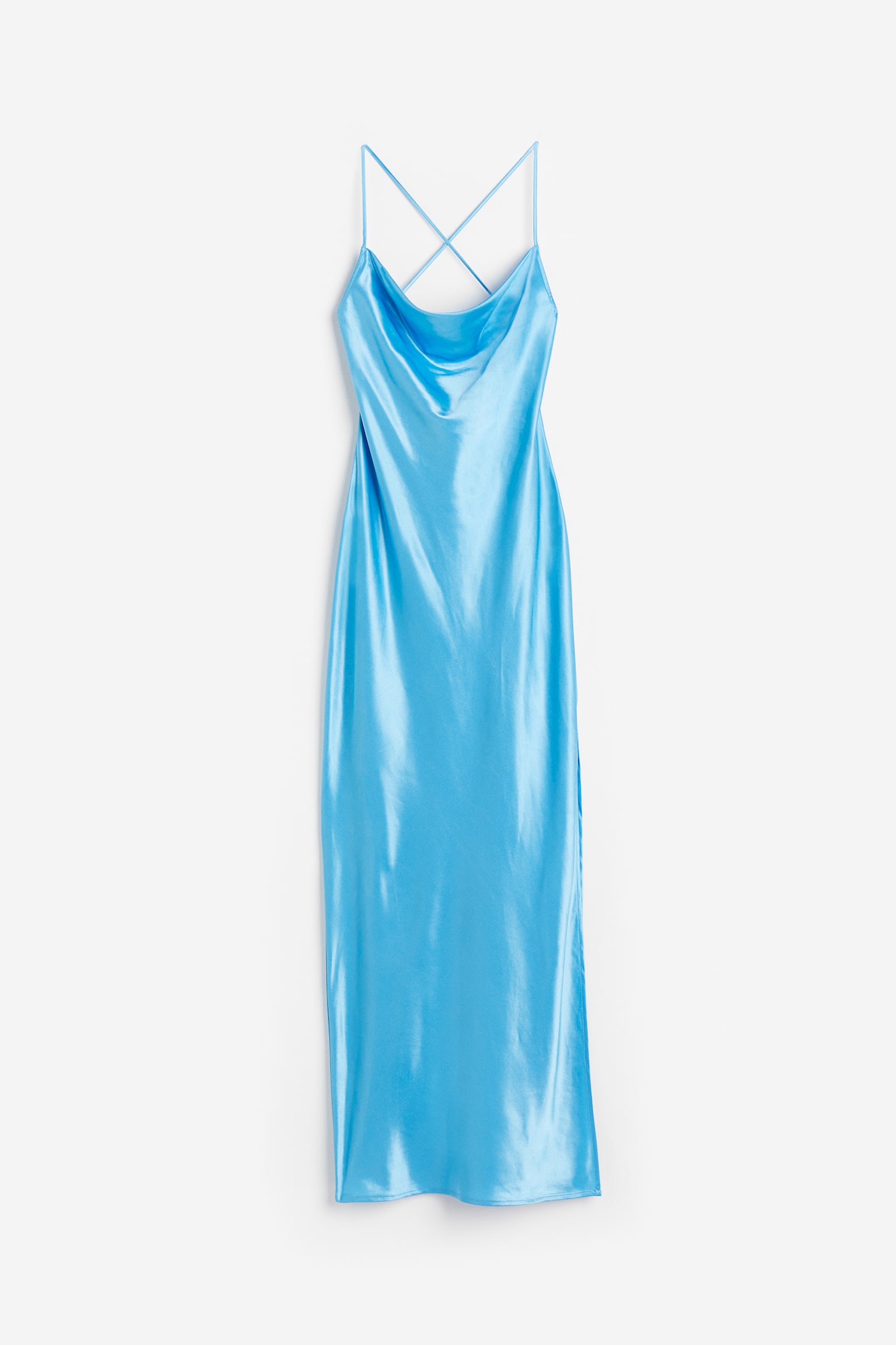 Satin Slip Dress - Blue - 1