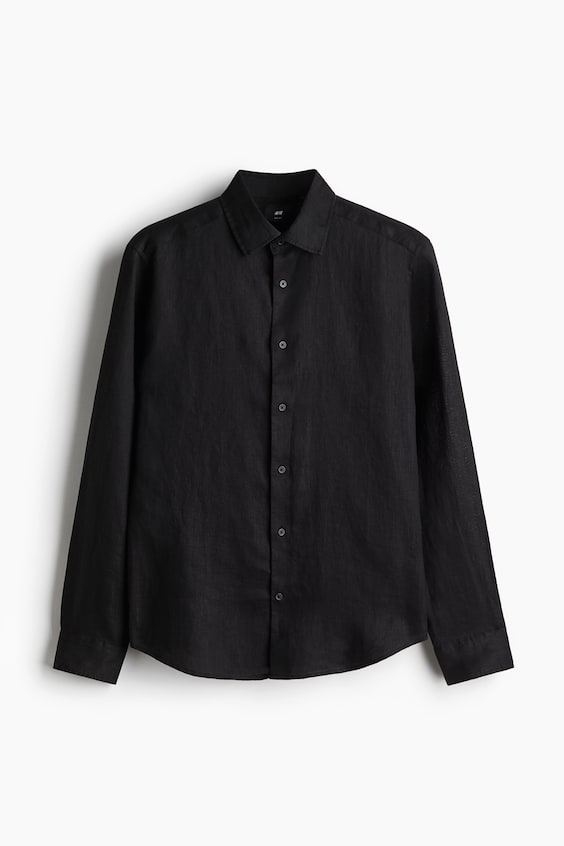 Мужские рубашки H&M Slim Fit Linen Shirt