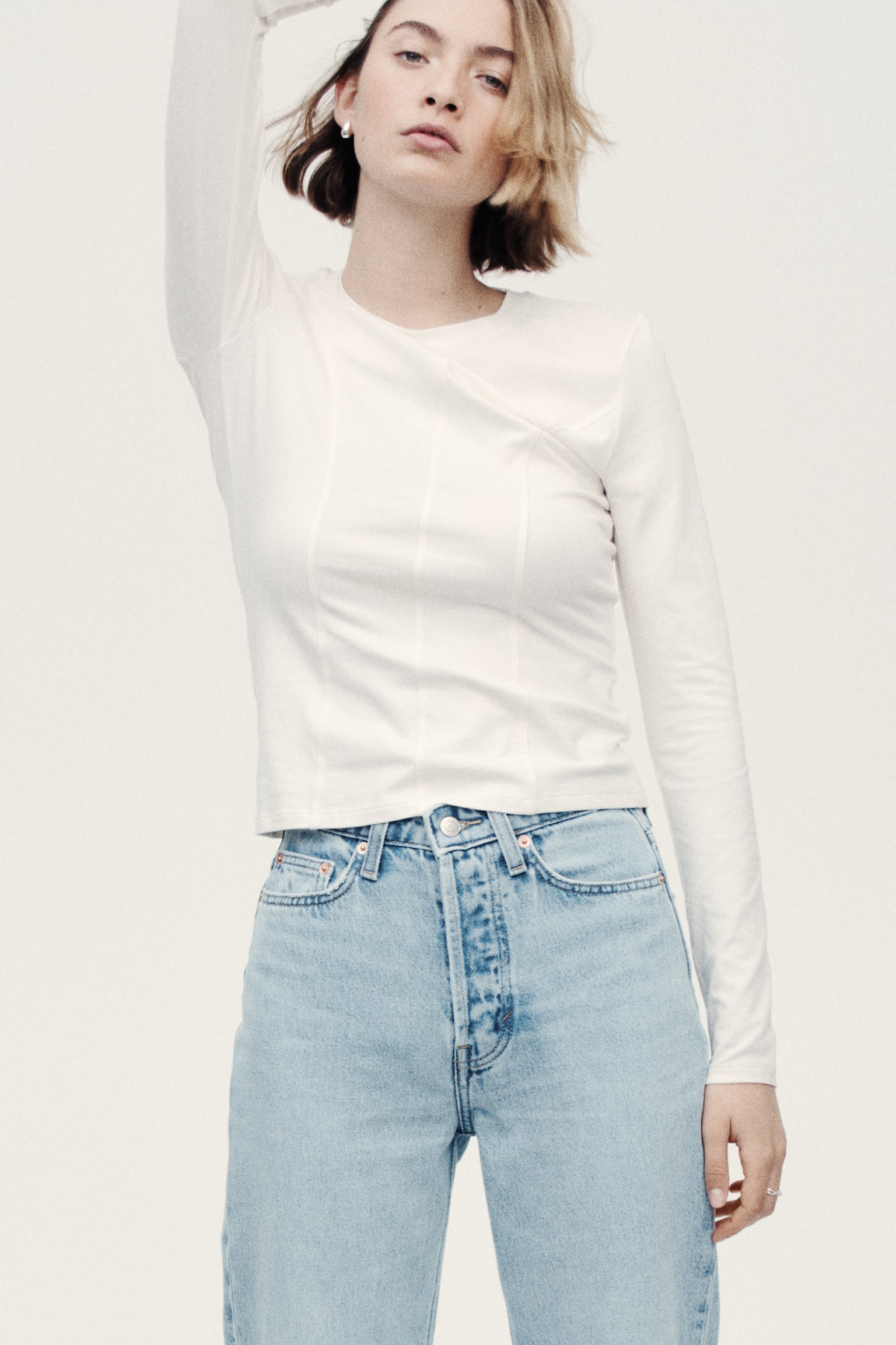 Straight High Waist Ankle Jeans - Helles Denimblau/Denimblau/Weiß/Beige/Denimblau/Ausgewaschenes Schwarz - 4