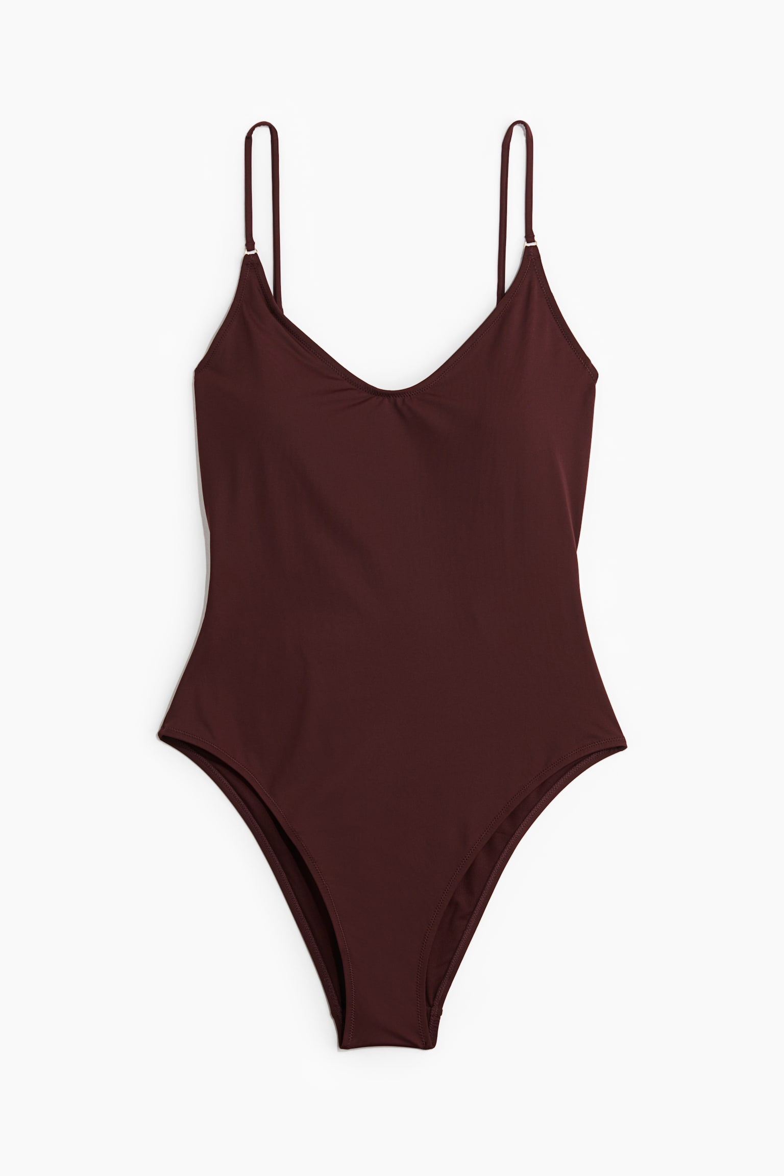 Padded-cup High Leg Swimsuit - Burgundy - 2