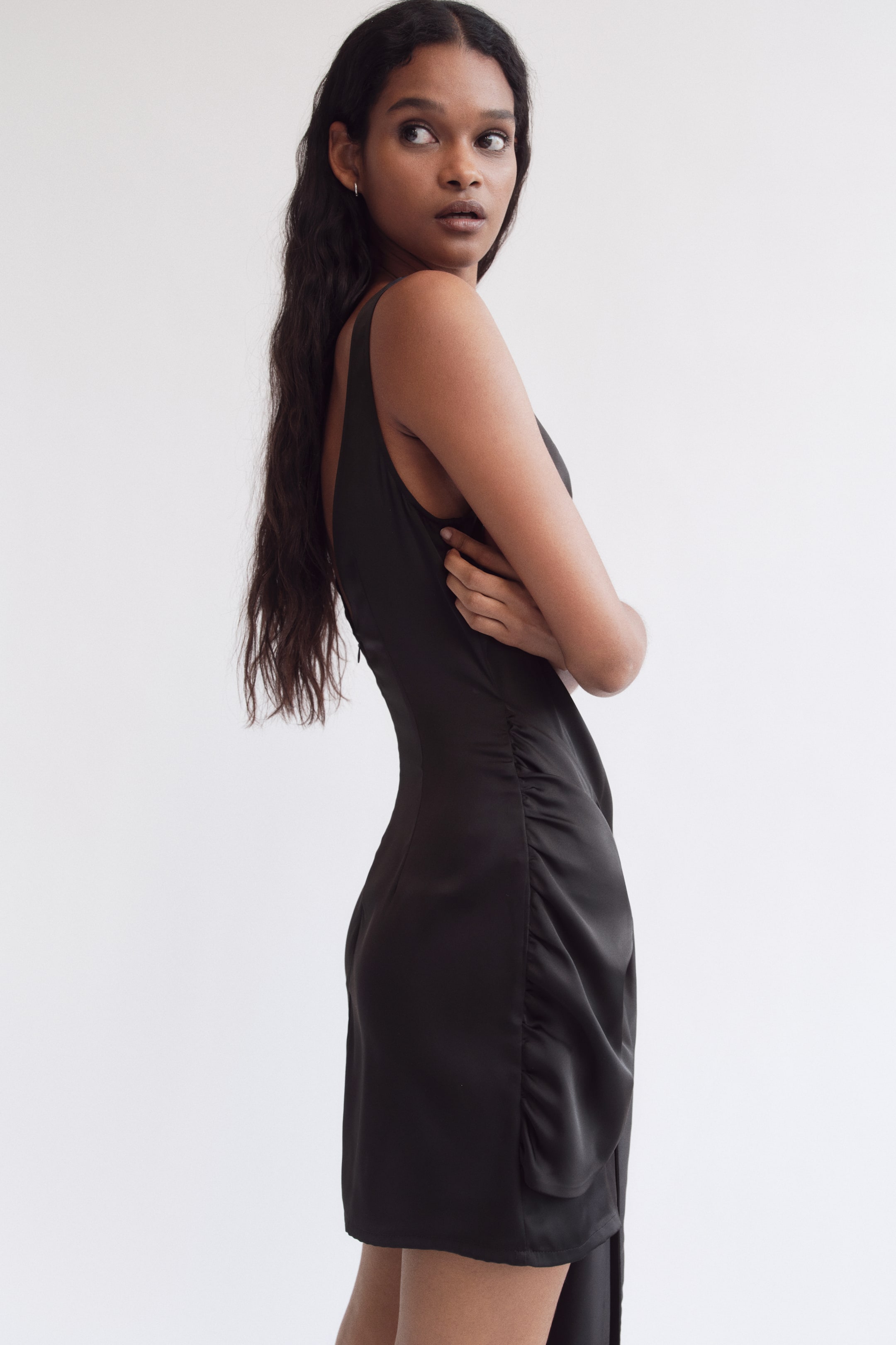 Cowl-Neck Satin Dress