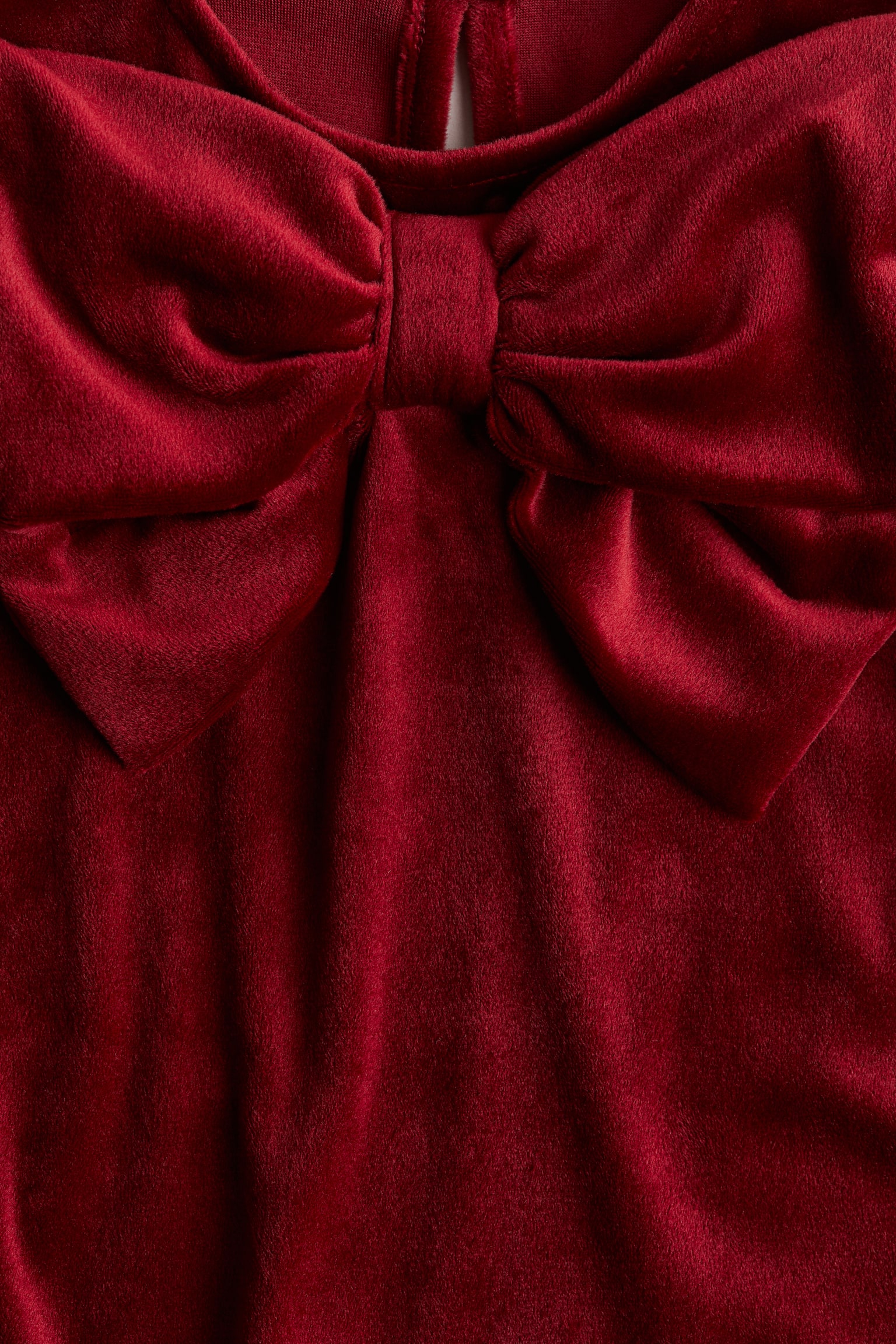 Bow-detail velour dress - ダークレッド/ブラック - 9