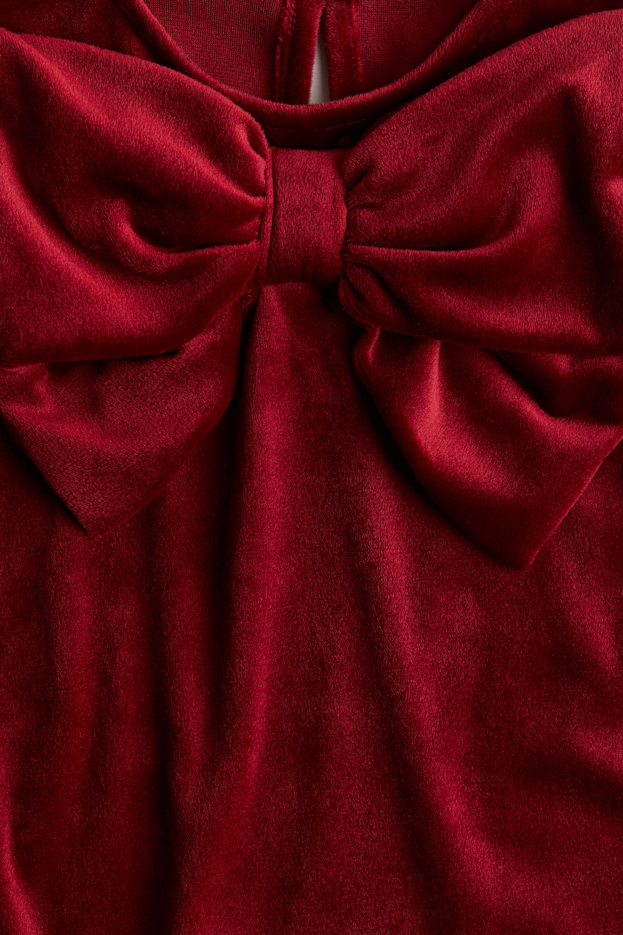 Bow-detail velour dress - Dark red - Kids | H&M GB 9