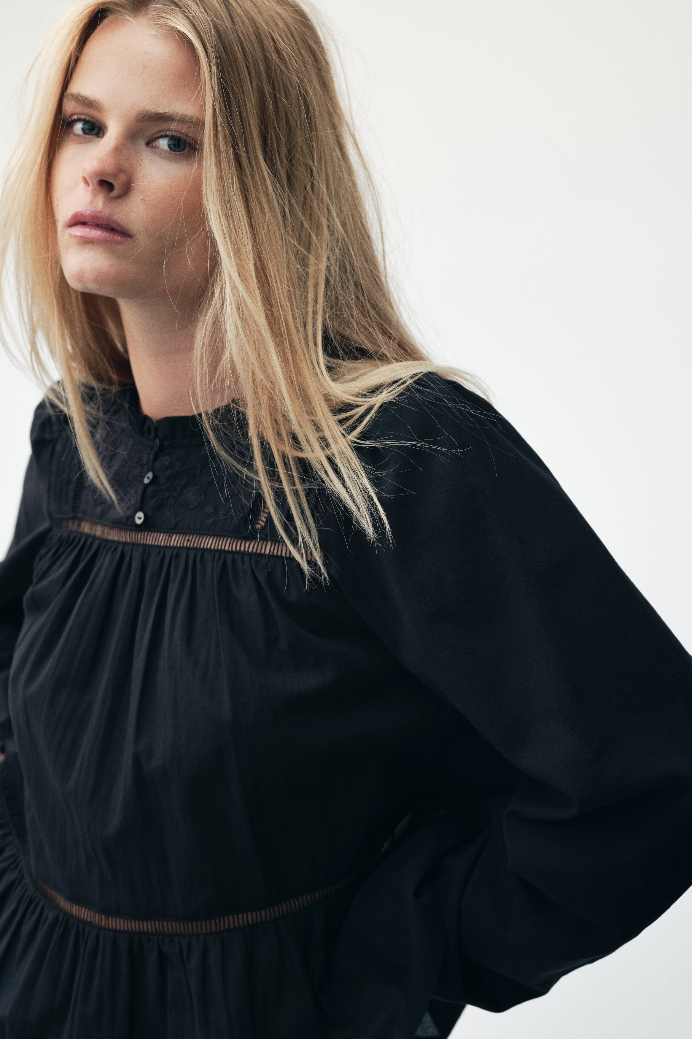 emm ensemblesleeve blouse 黒 emm【ensemblesleeve blouse】