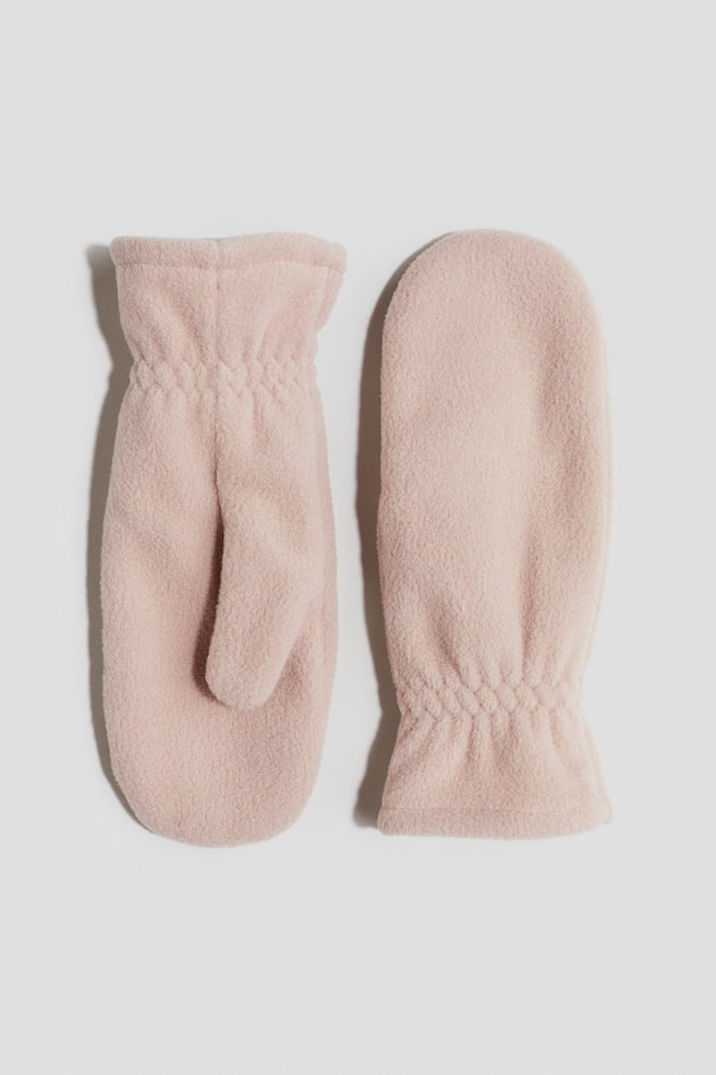 Fleece mittens - Light pink/Navy blue - 1