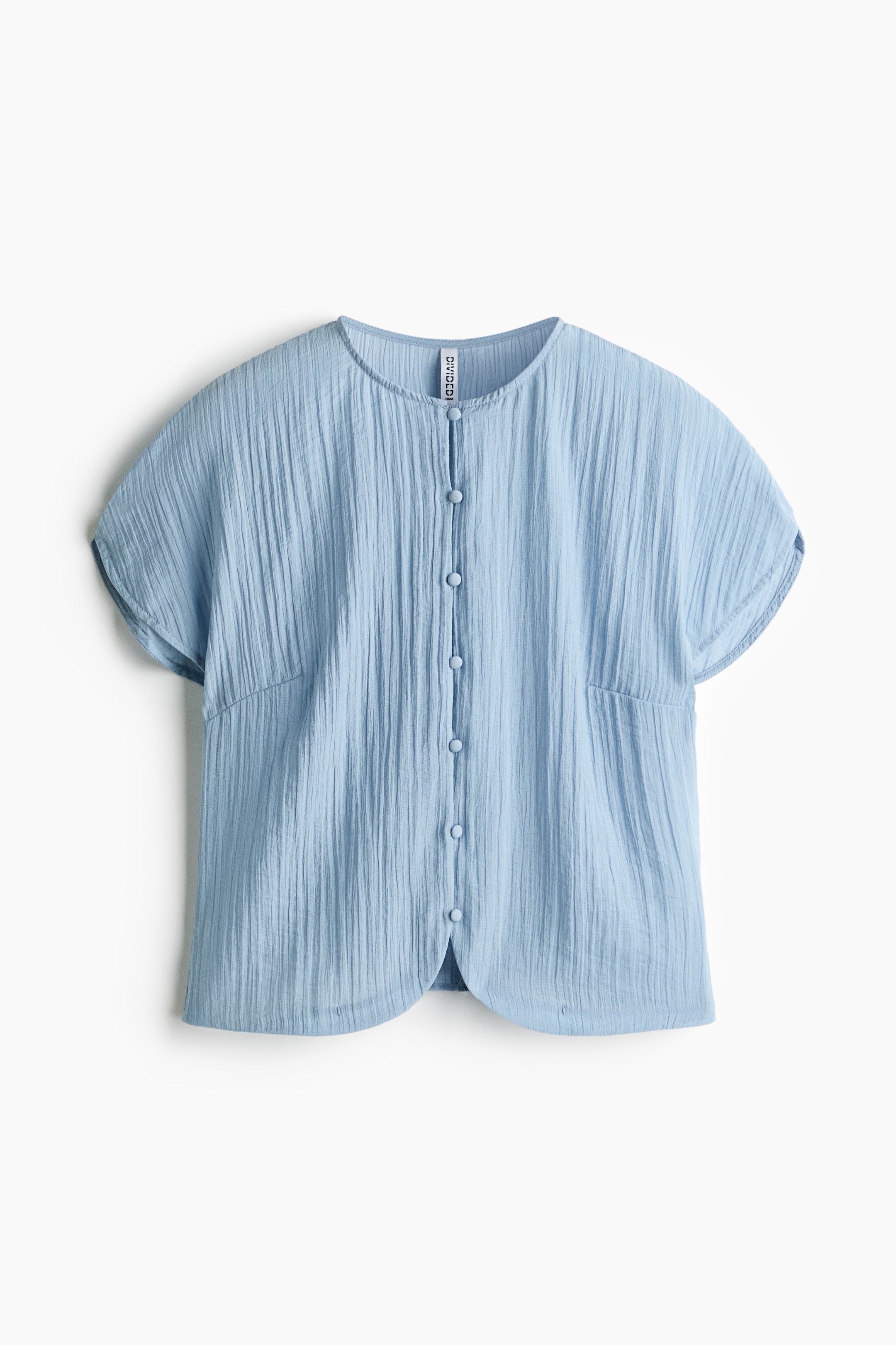 View larger image: Crinkled button-front blouse - Dusty blue - Ladies | H&M 1