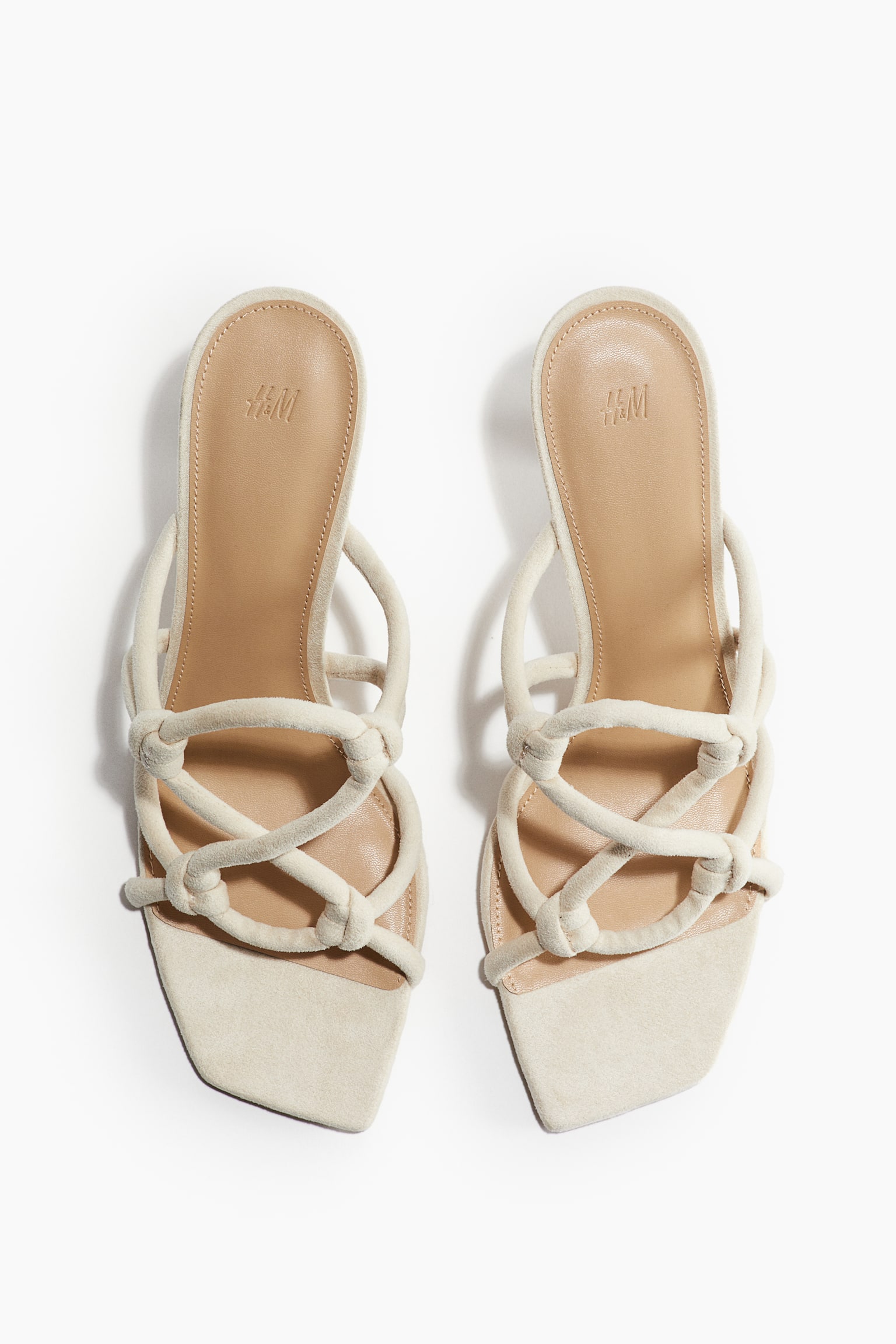 Heeled Strappy Sandals - Light beige/Black - 6