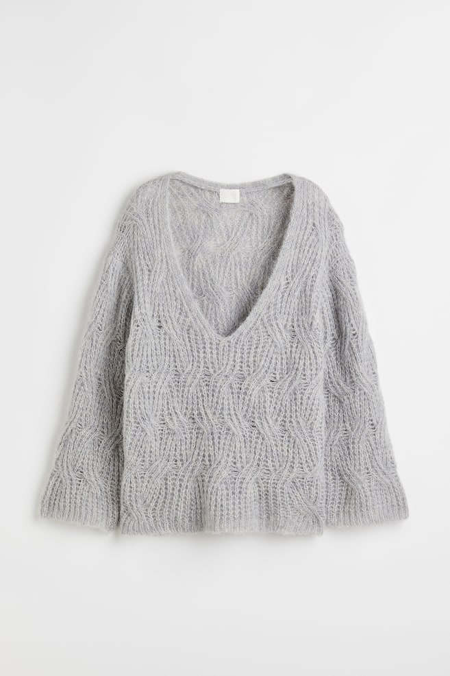 Cable-knit jumper - Light grey - 1